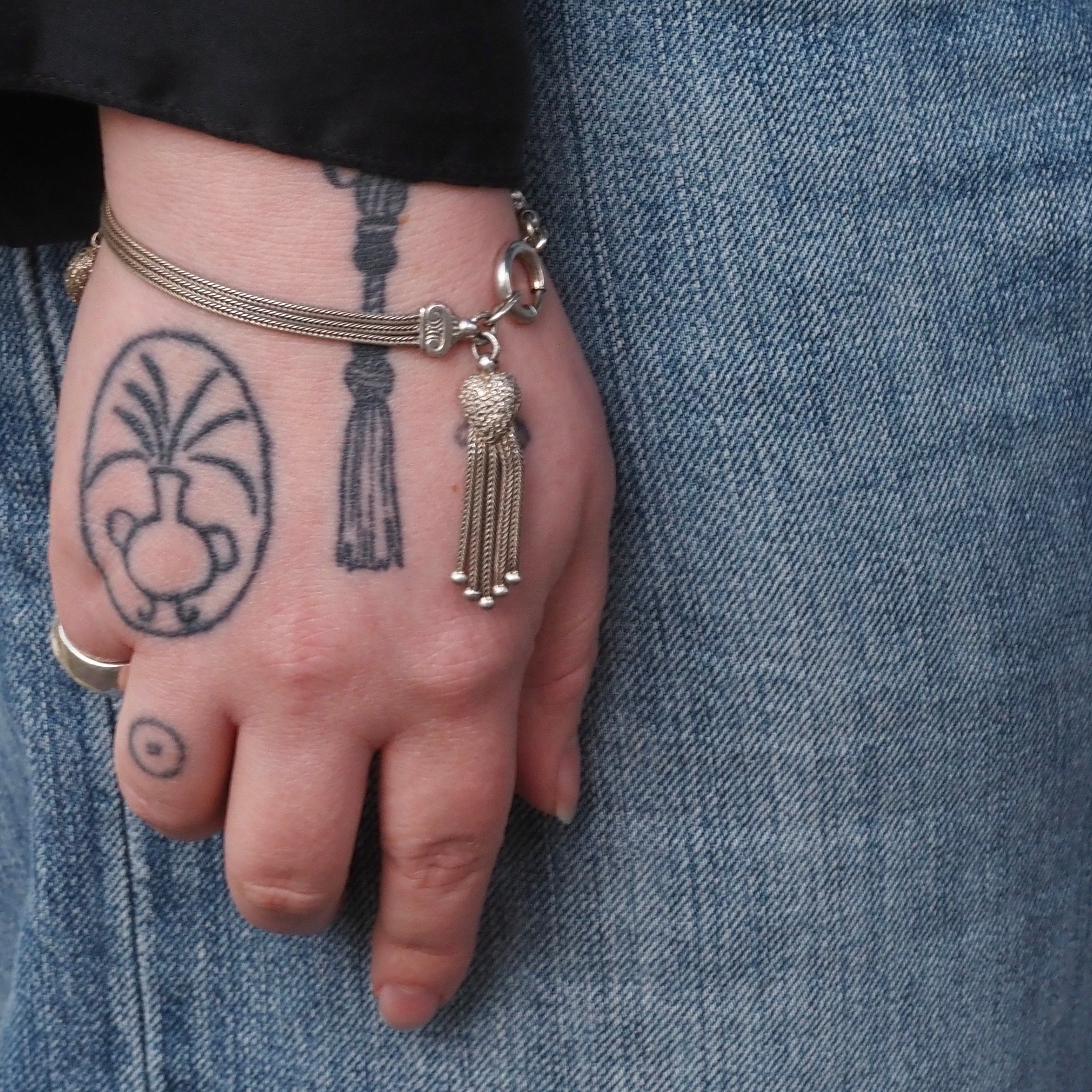 Antique Victorian Sterling Silver Tassel Bracelet