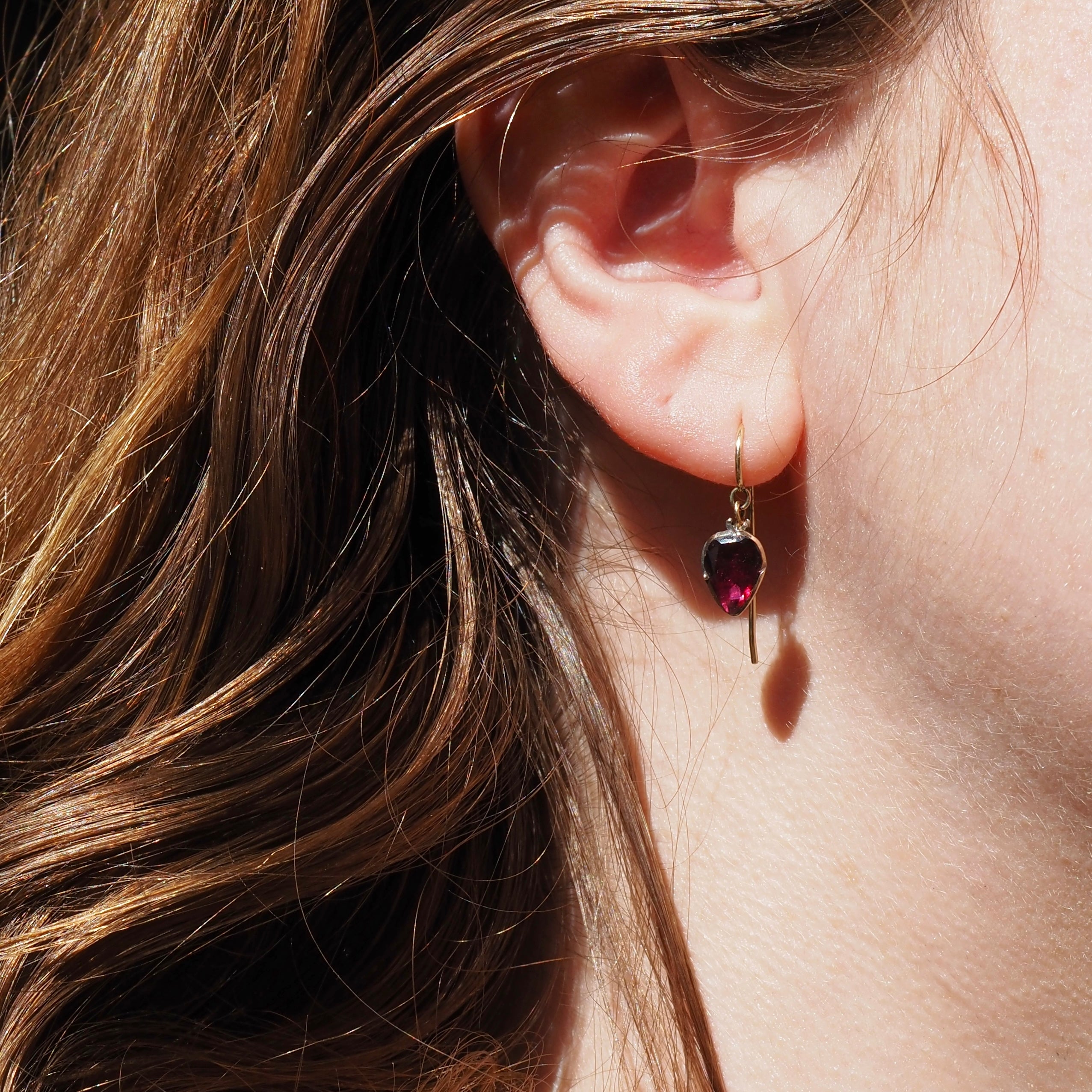 Antique Georgian 15k Gold Foil Backed Garnet Earrings