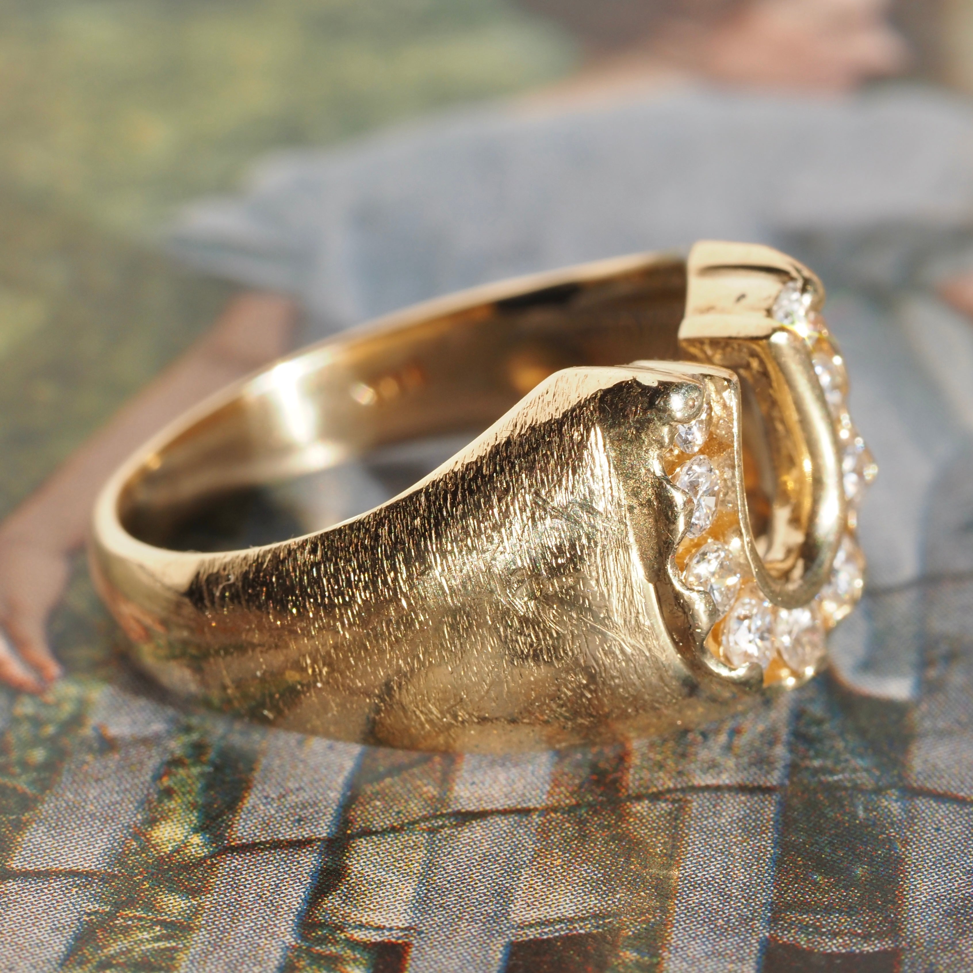 Vintage Diamond Horseshoe 14k Gold Ring