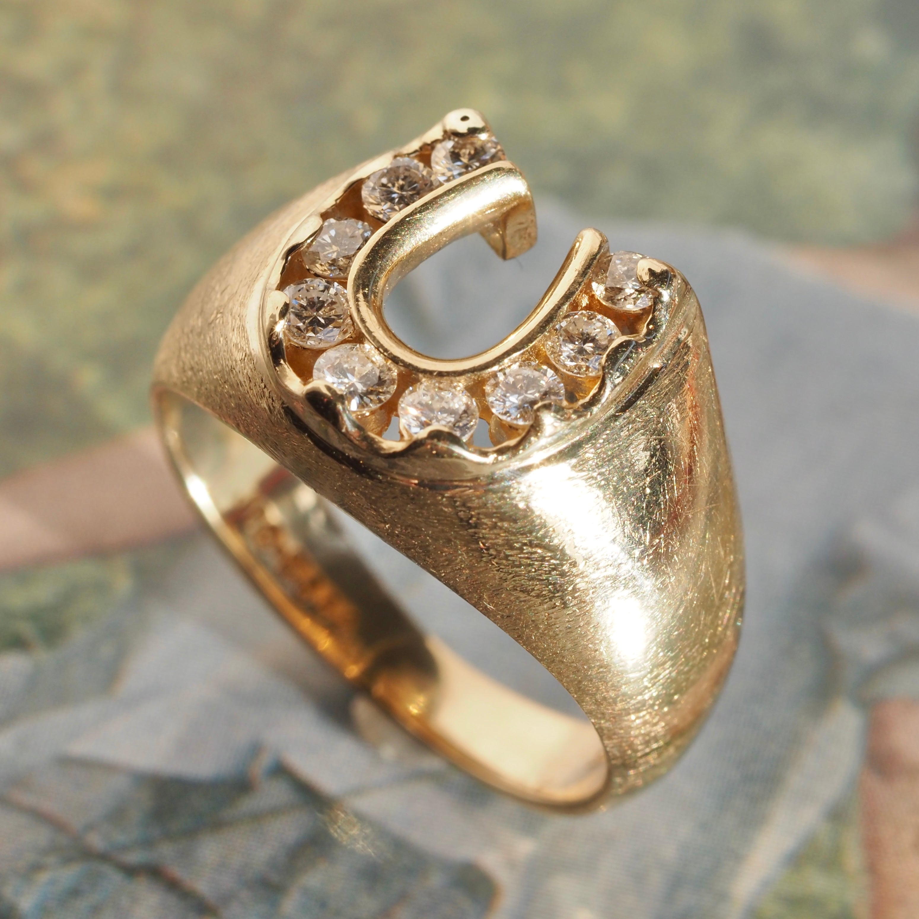 Vintage Diamond Horseshoe 14k Gold Ring