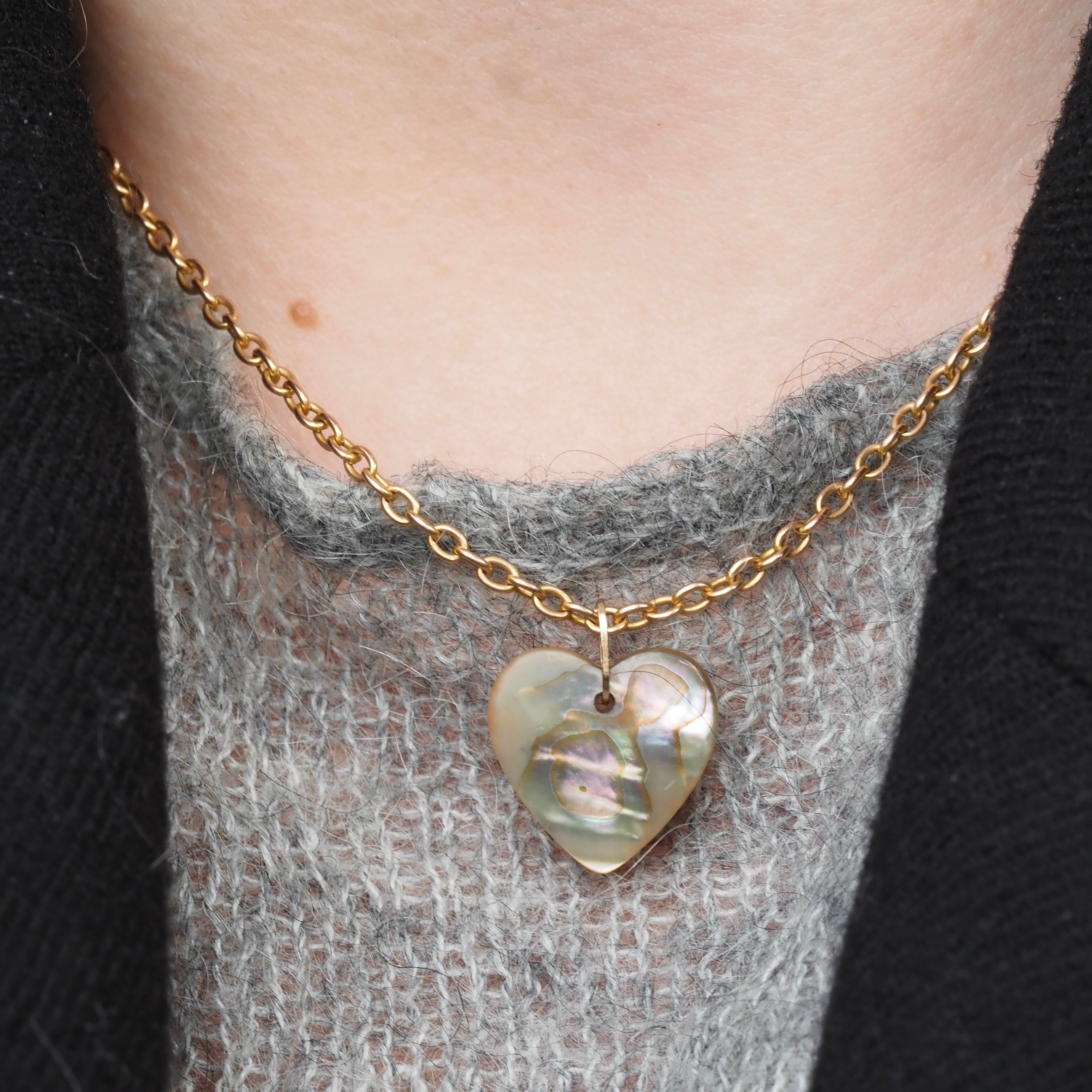 Mother Of Pearl Heart 14k Gold Pendant