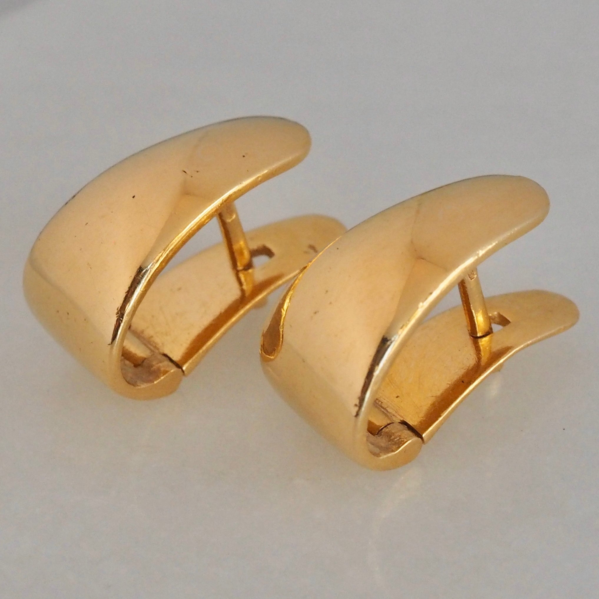 Vintage Portuguese 19k Gold Hinged Huggie Earrings