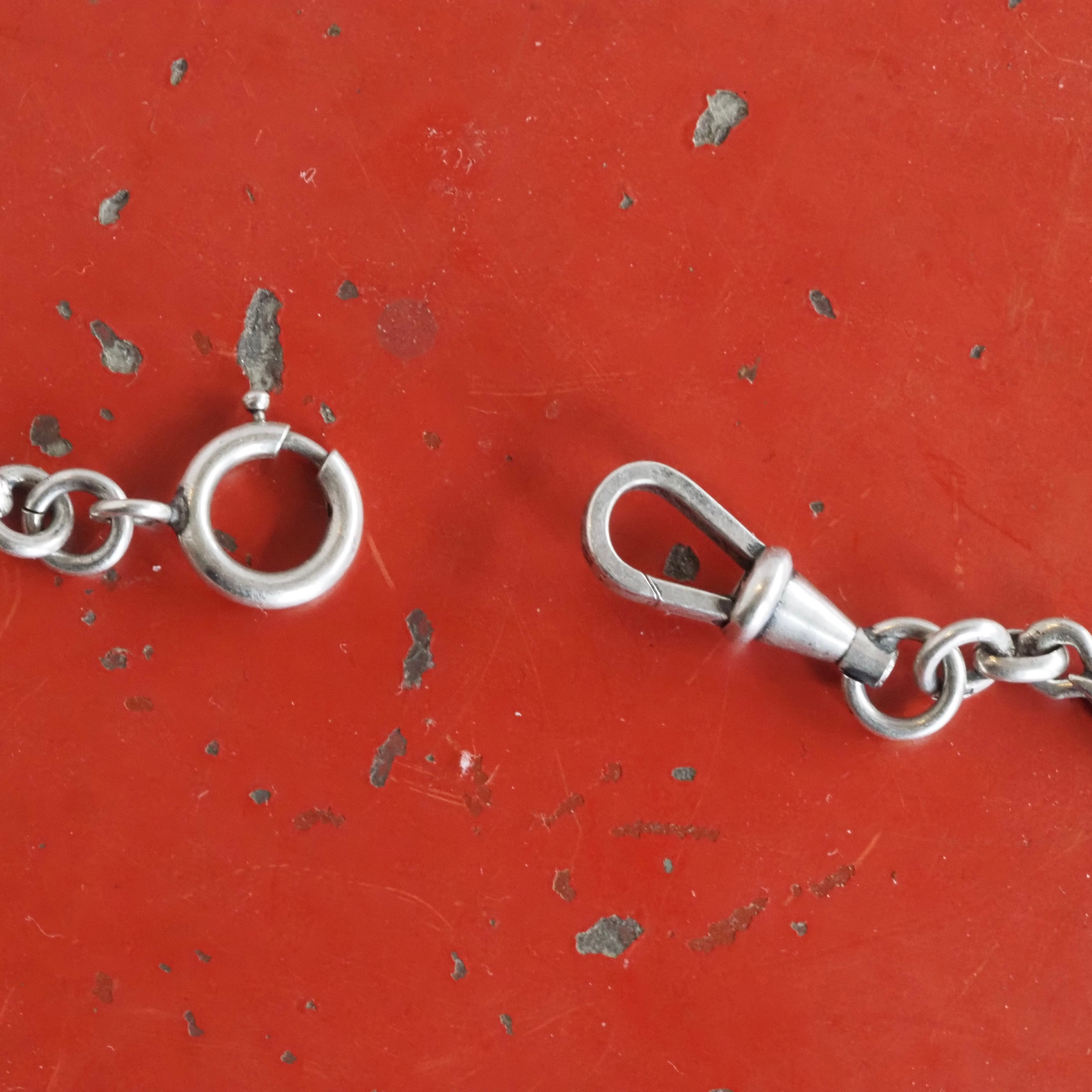 Antique French Art Nouveau Sterling Silver Dimentional Chain
