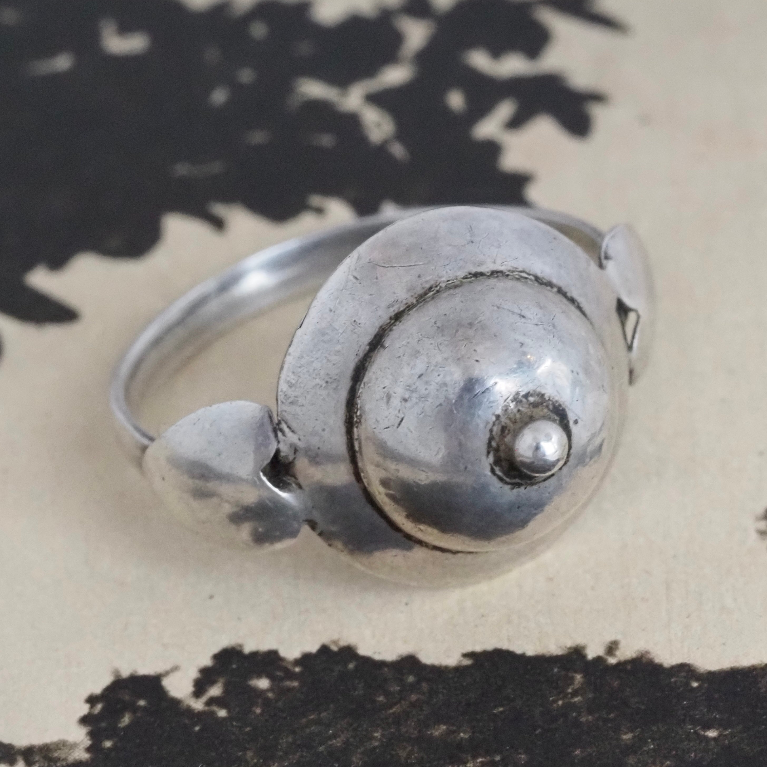 Vintage Sterling Silver Boob & Hearts Ring