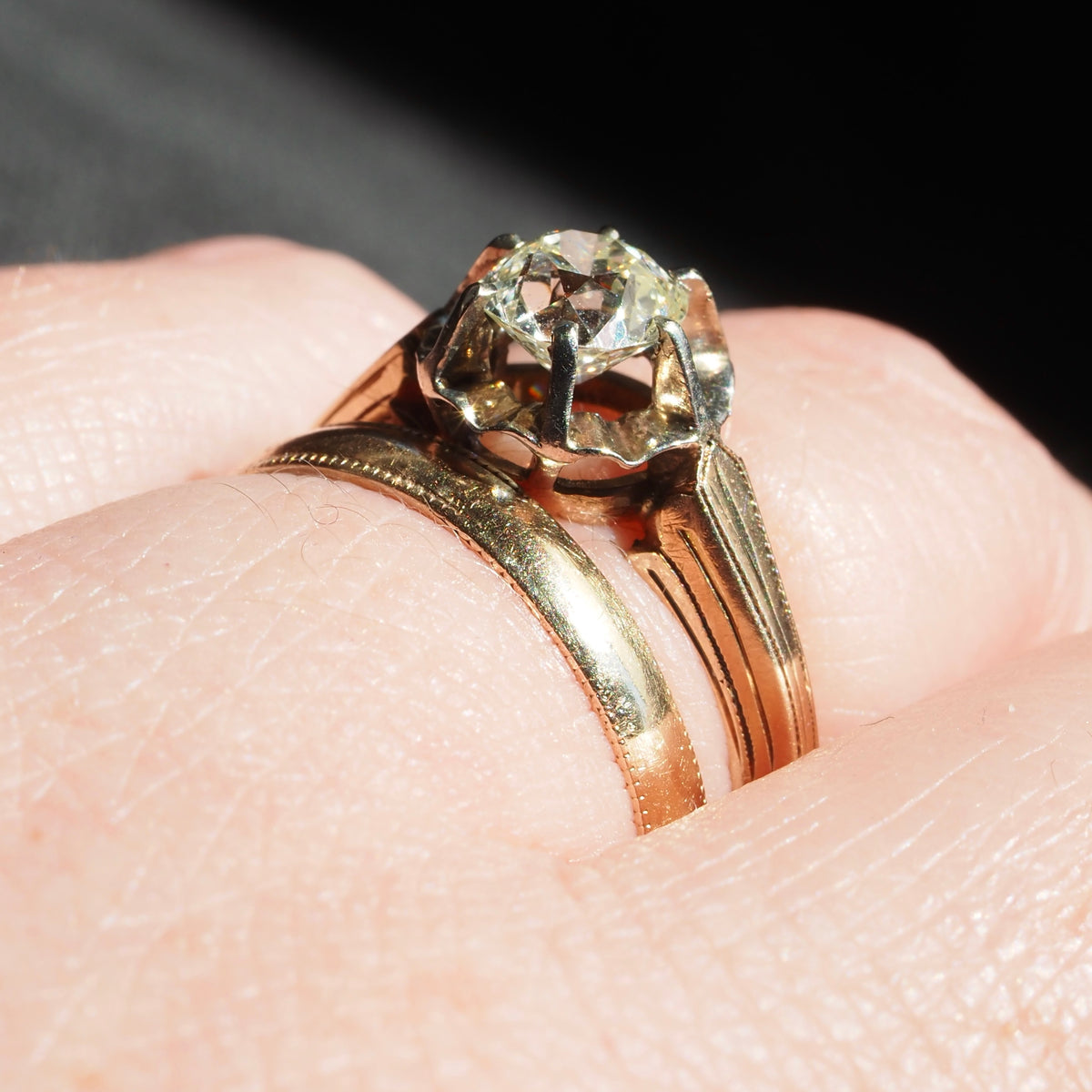 Antique c. 1920 Old Mine Cut Diamond 14k Gold Engagement Ring