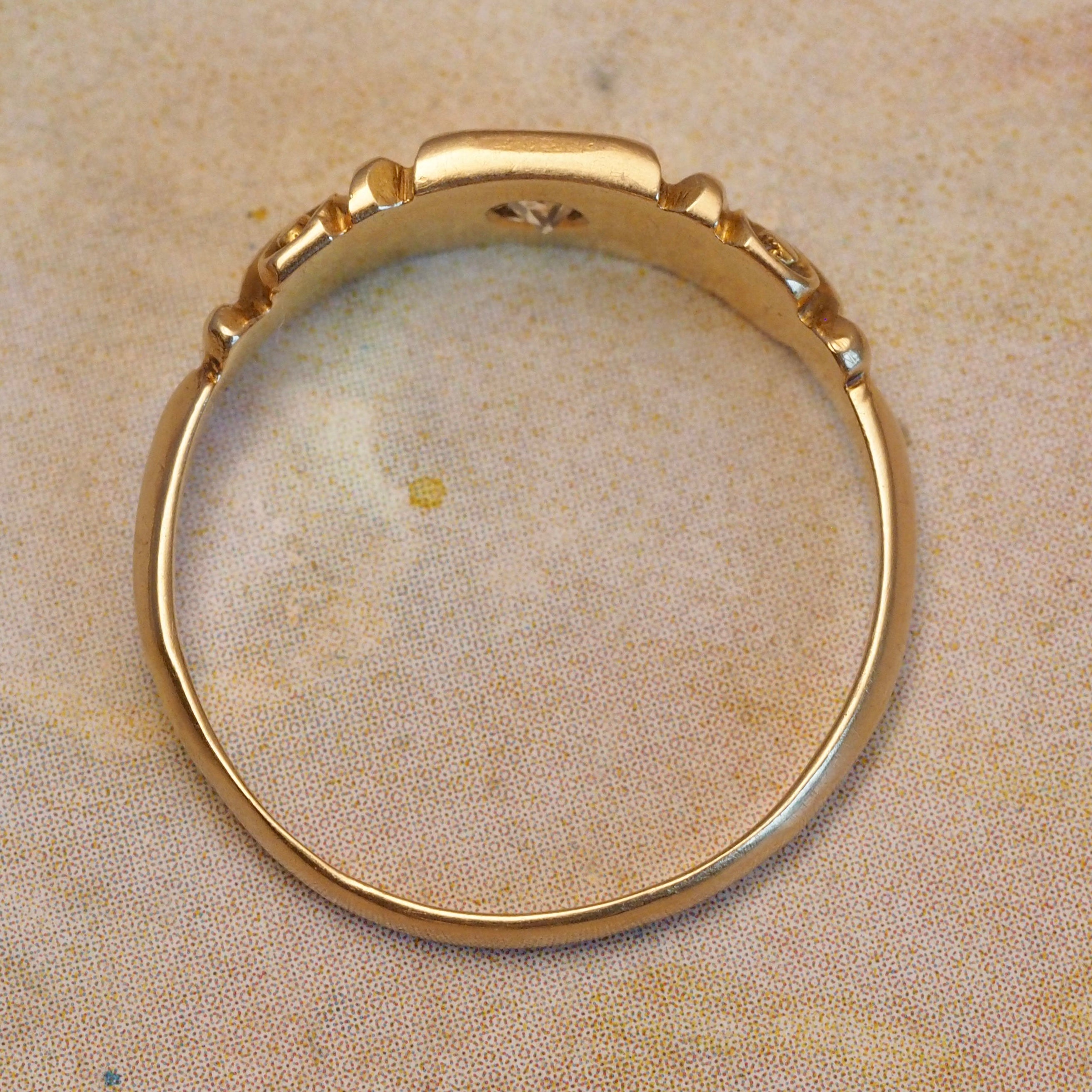 Antique Victorian 18k Gold Old Mine Cut Starburst Signet Ring