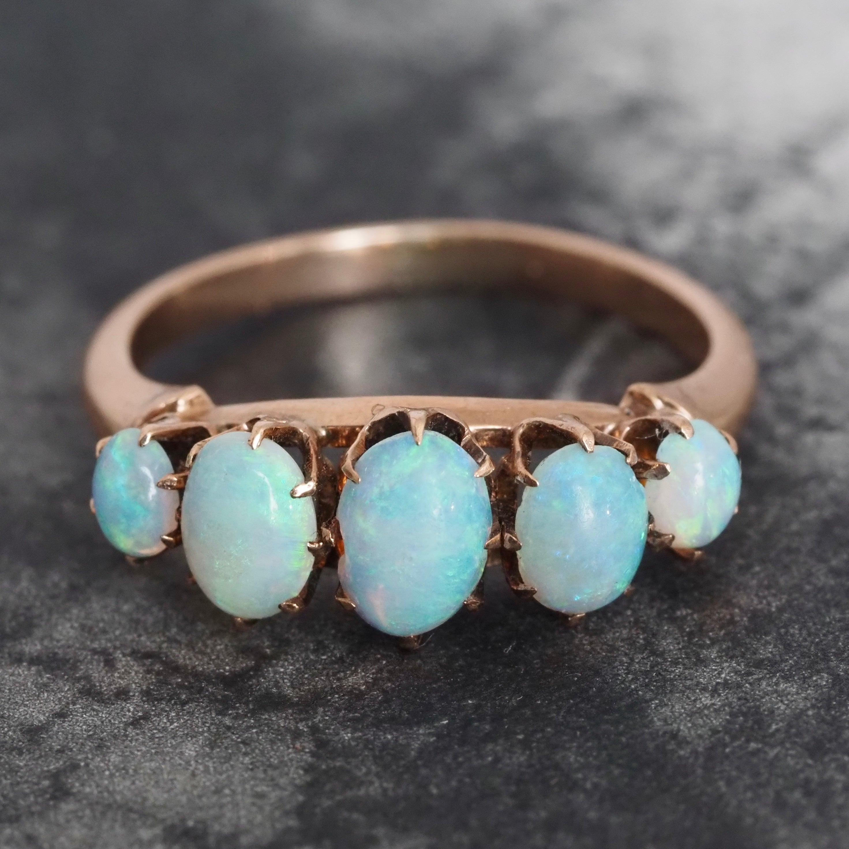 Antique Victorian Five Stone Opal 14k Gold Ring