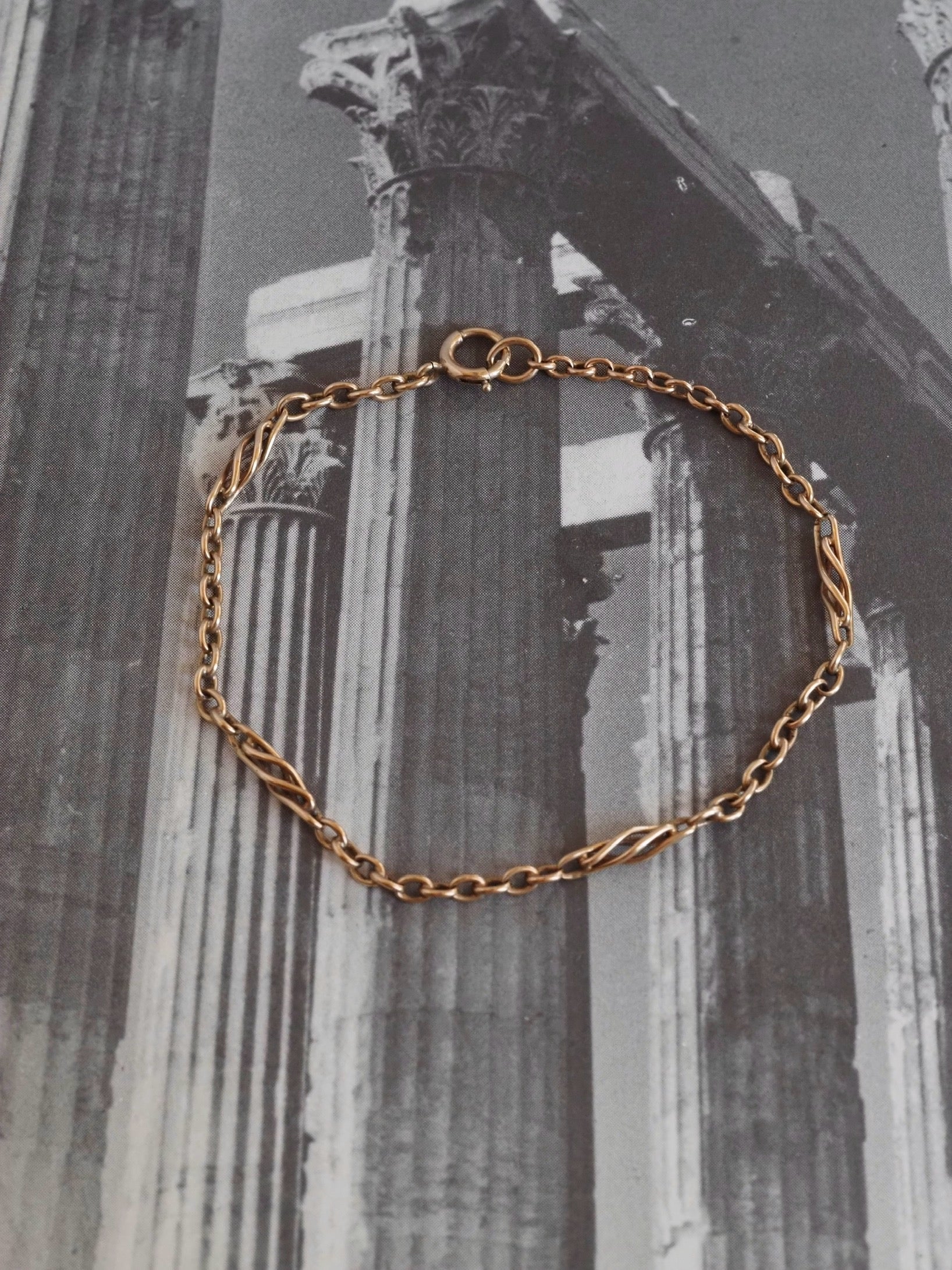 Vintage 14k Gold Swirly Station Link Bracelet