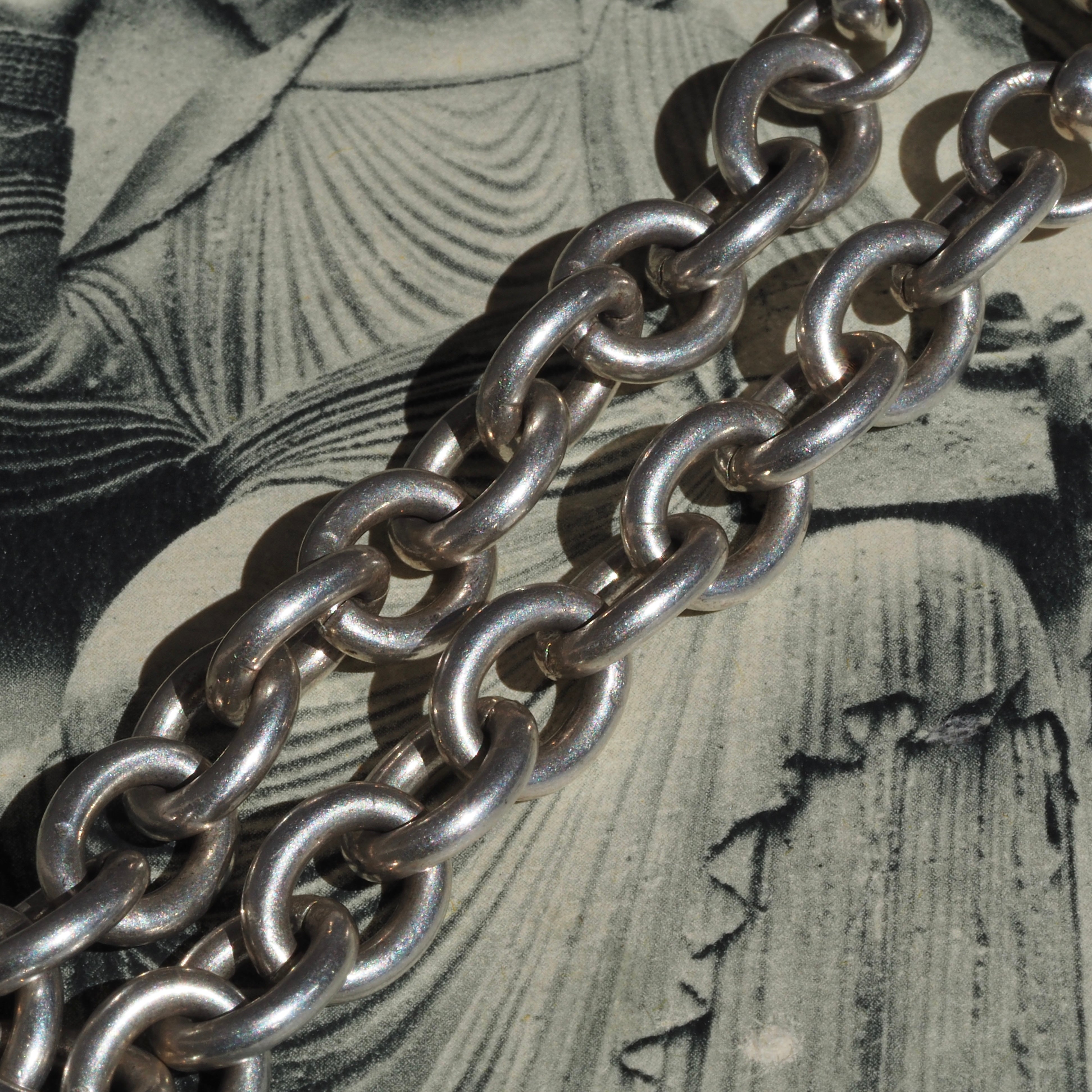 Vintage Sterling Silver Cable Link Toggle Bracelet