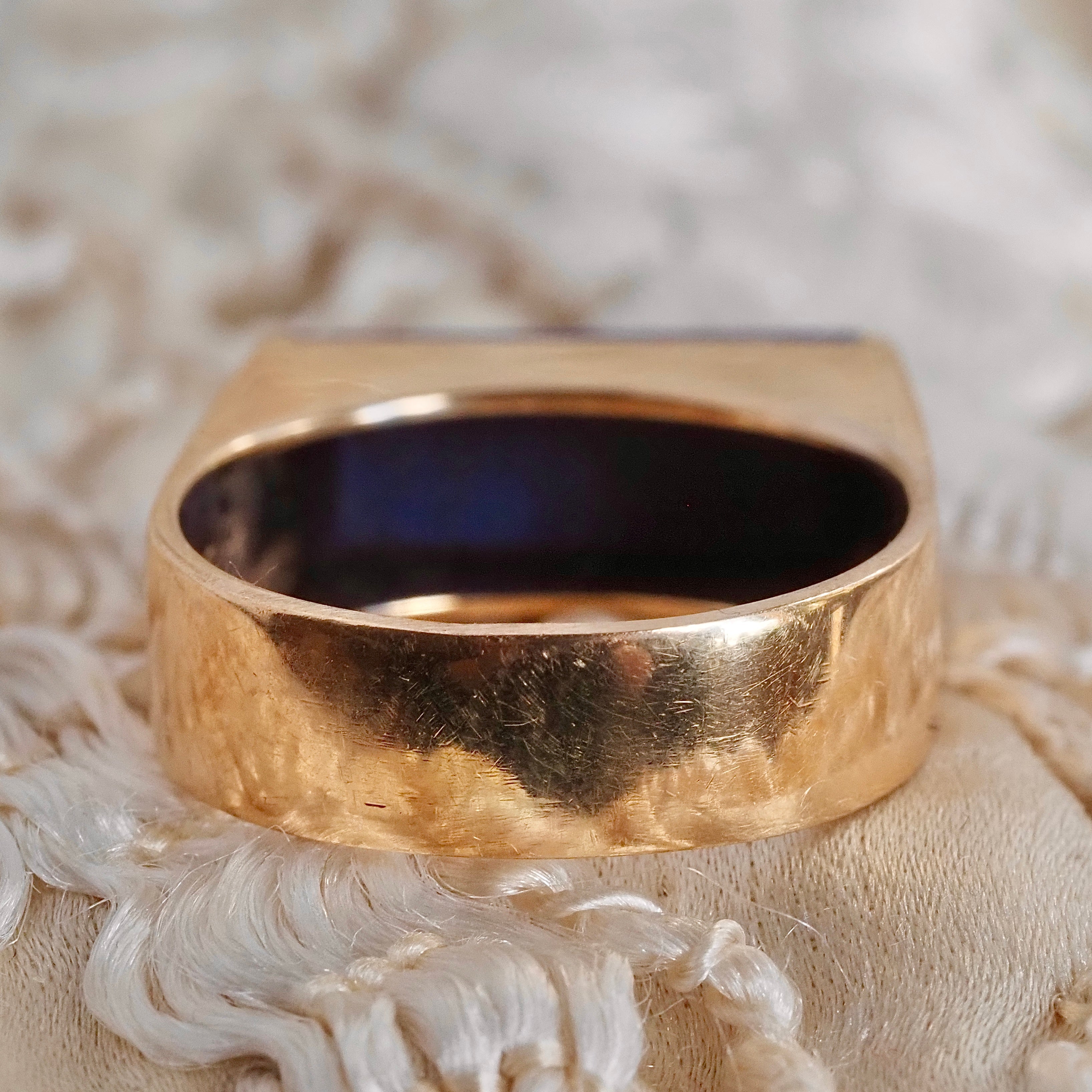 Vintage Danish 14k Gold Lapis Saddle Ring