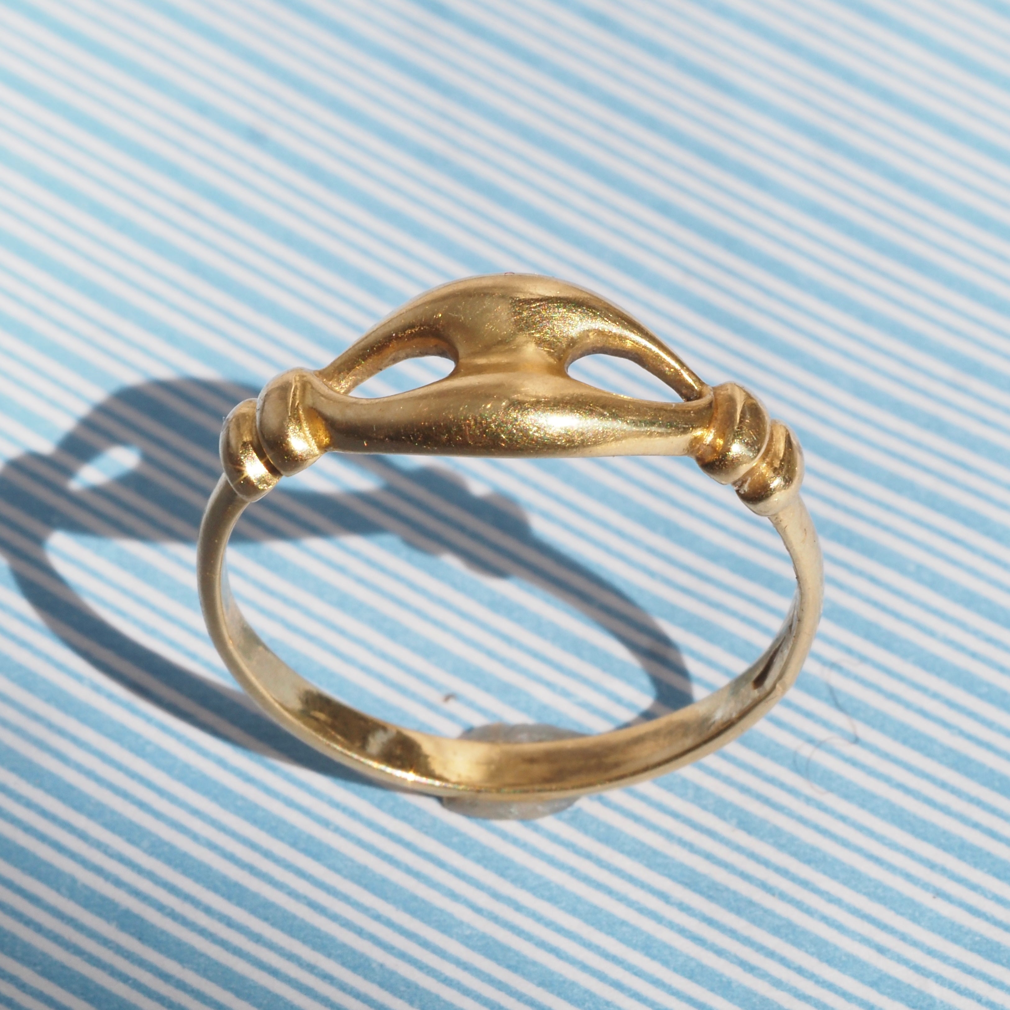 Vintage Anchor Mariner Link 18k Gold Ring
