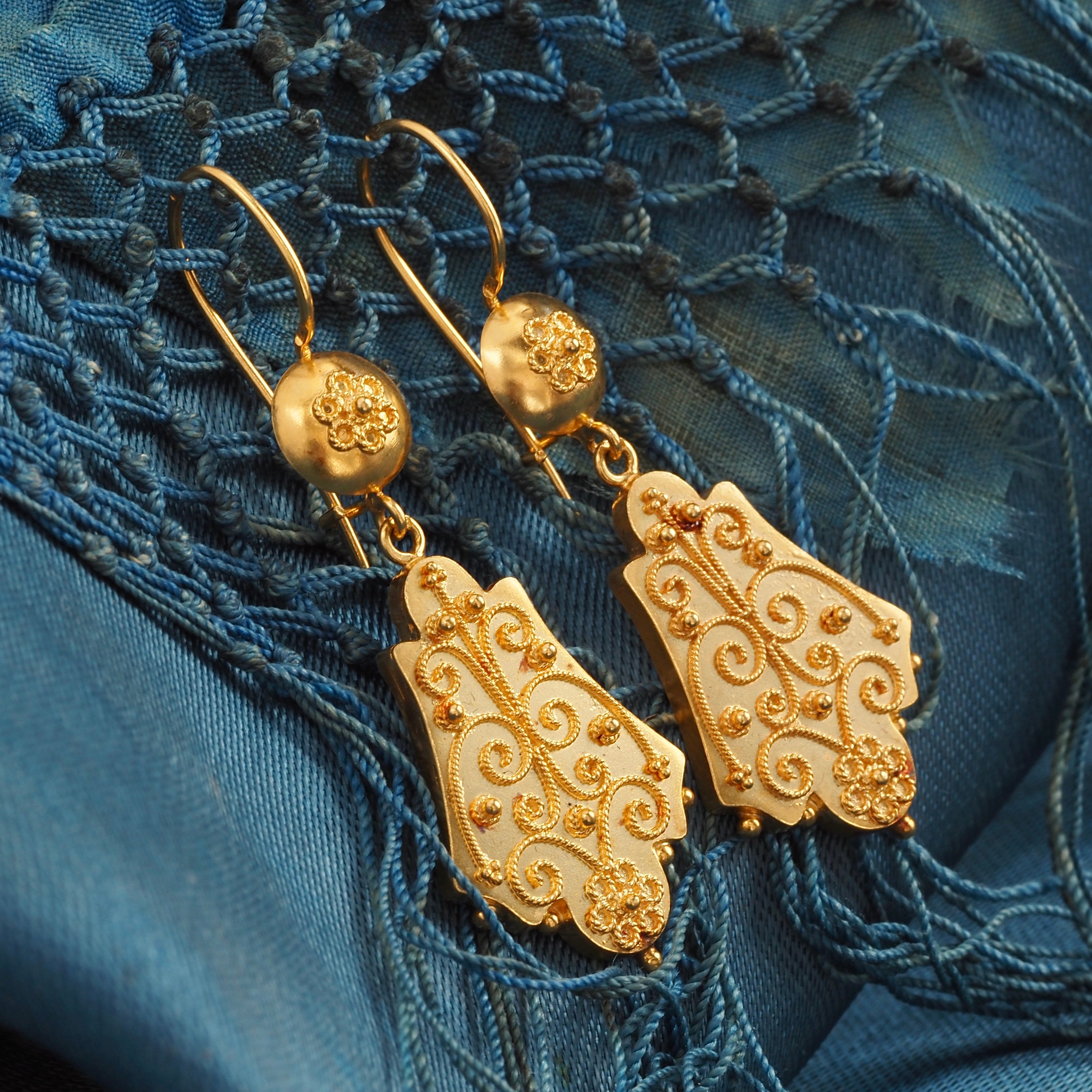 Antique Victorian Portuguese Filigree 19k Gold Earrings