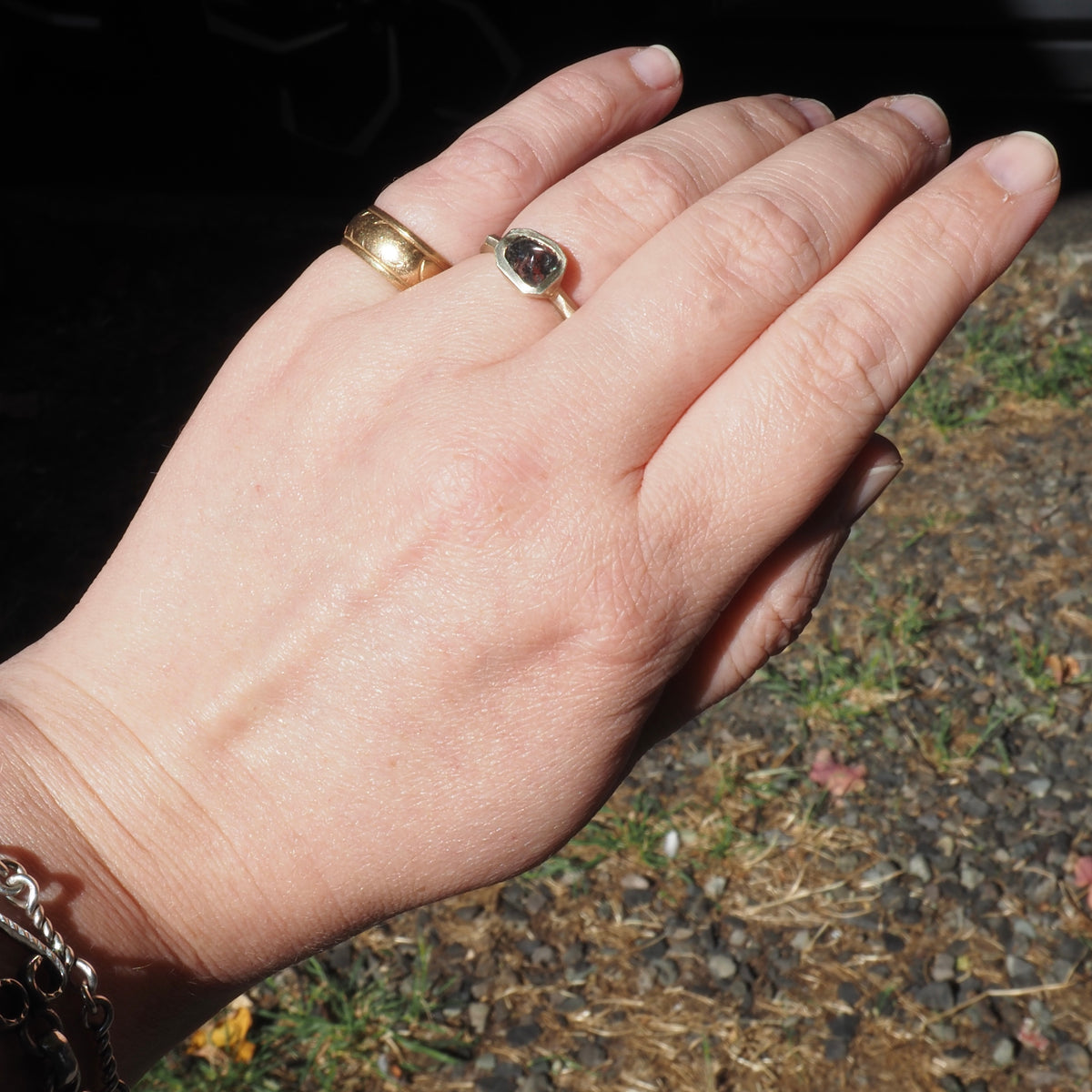 Raw 2ct Diamond Brushed 14k Gold Engagement Ring