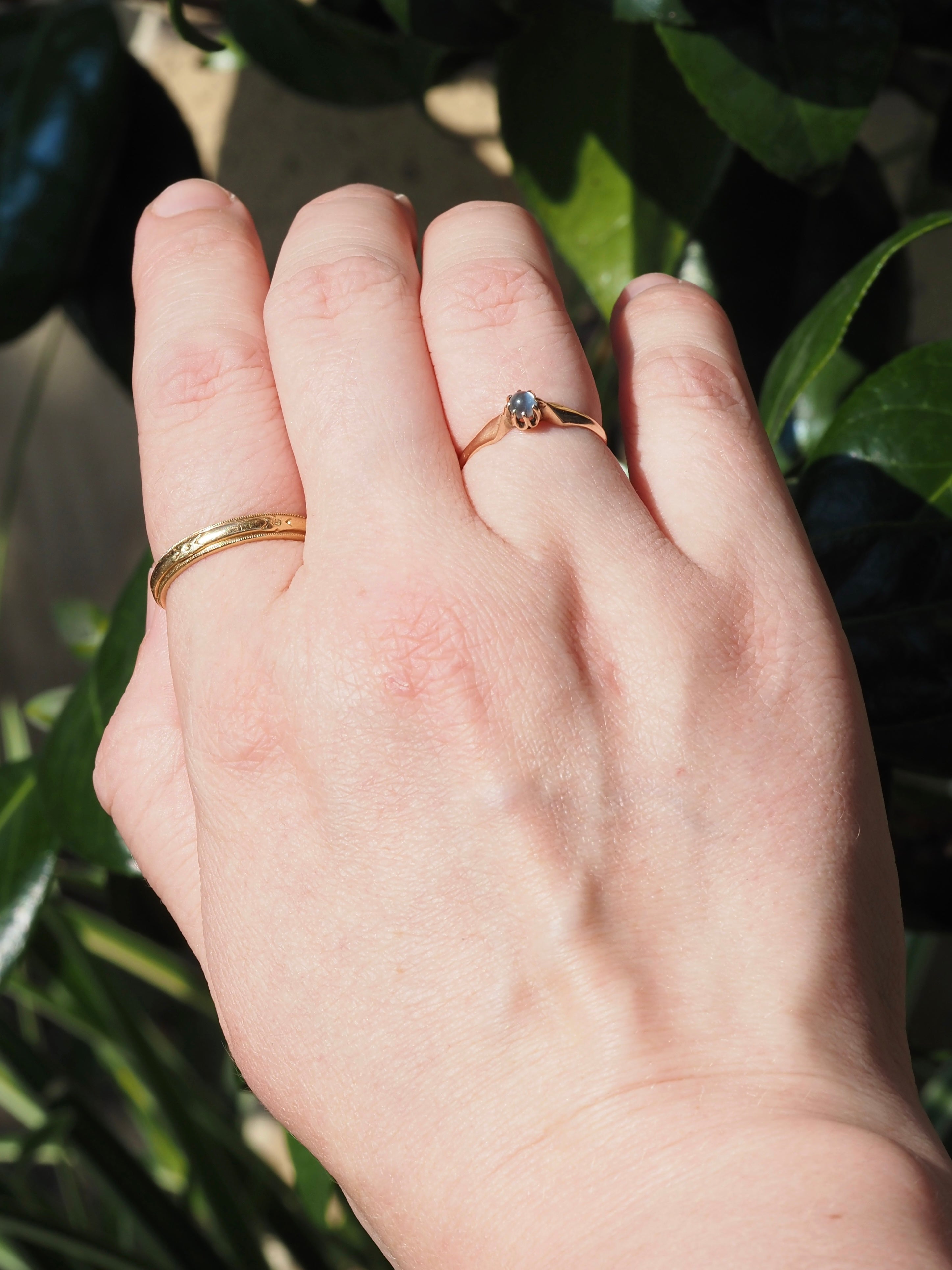 Victorian 10k Gold Moonstone Sphere Ring