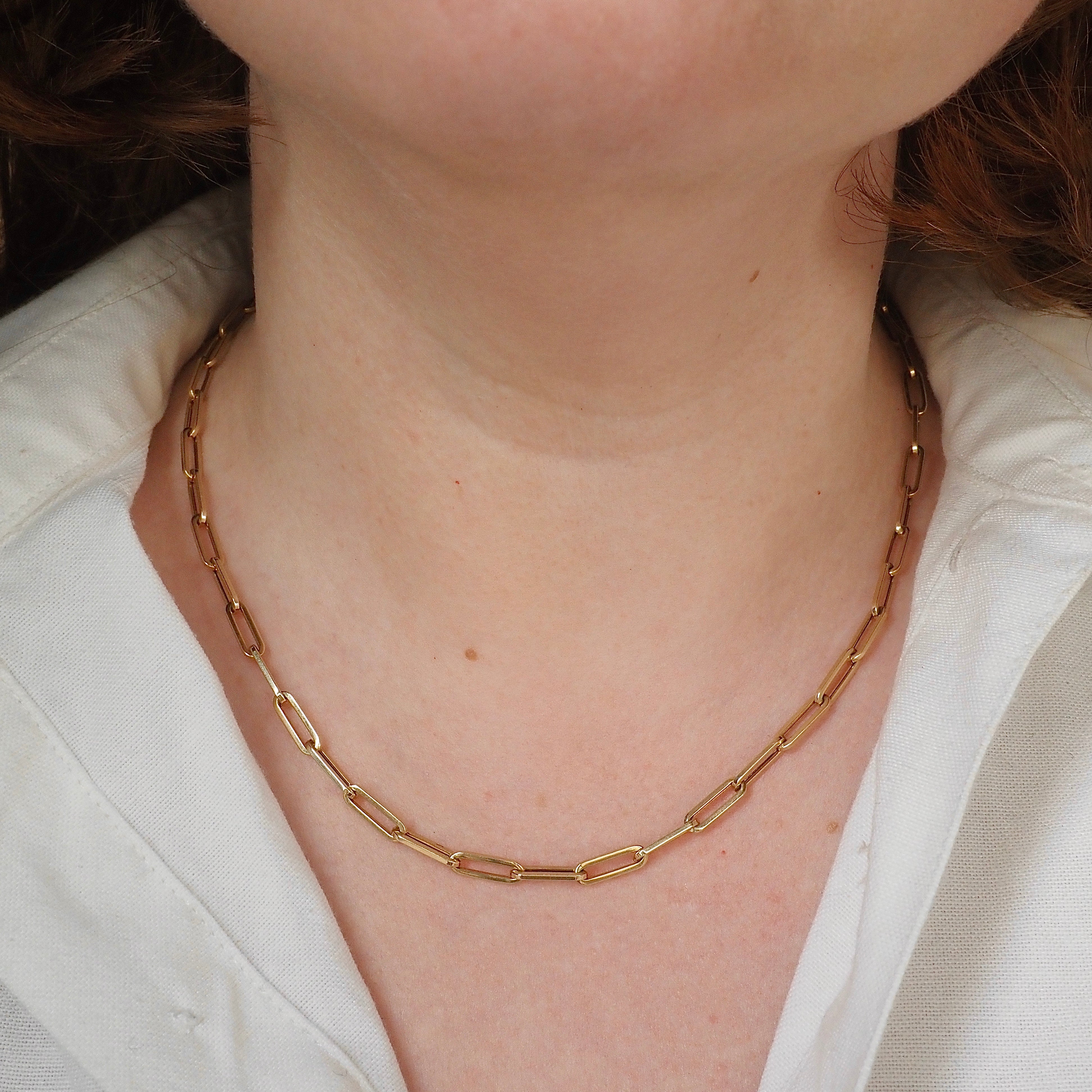 14k Gold Paperclip Chain Necklace