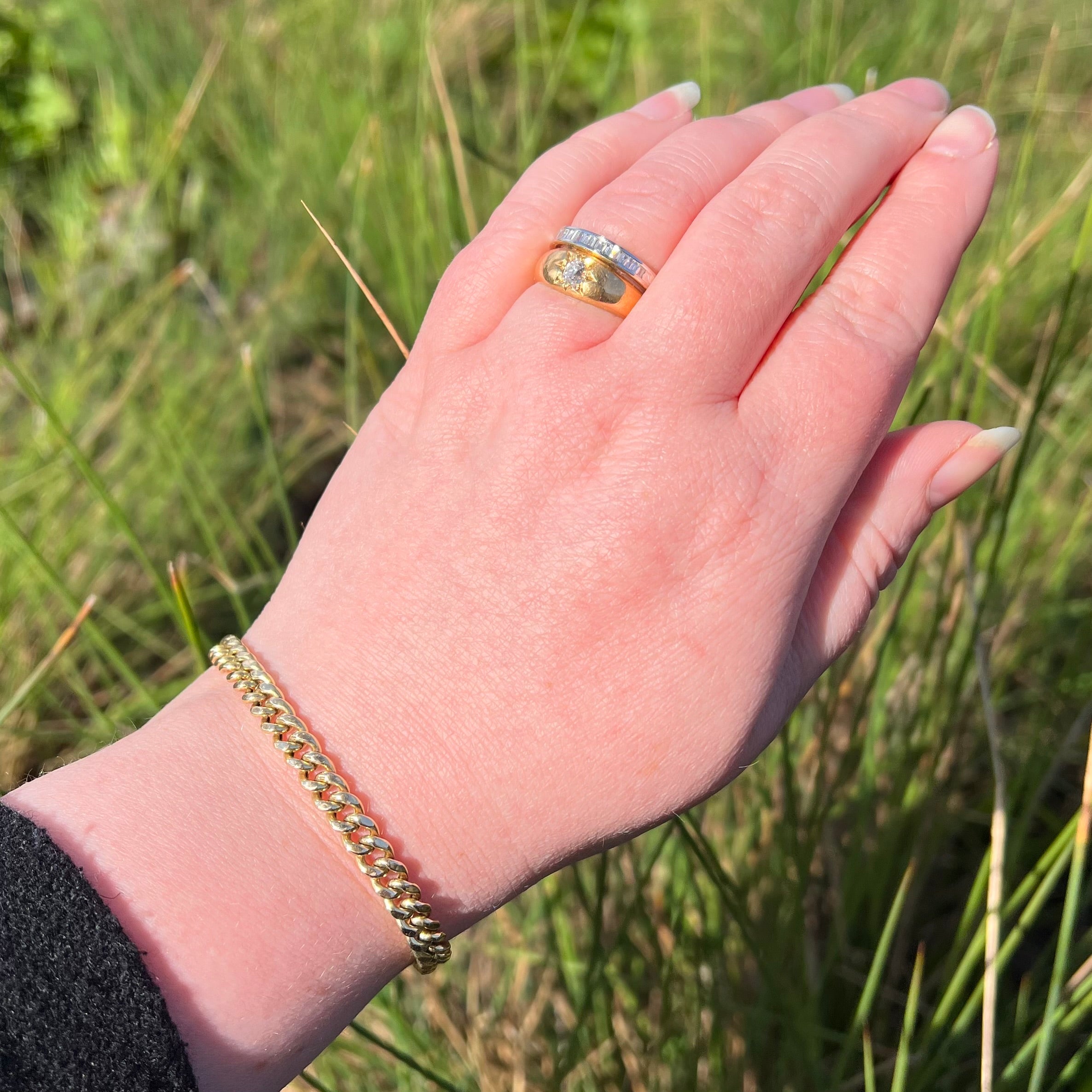 Vintage 10k Gold Curb Chain Double Clasp Bracelet