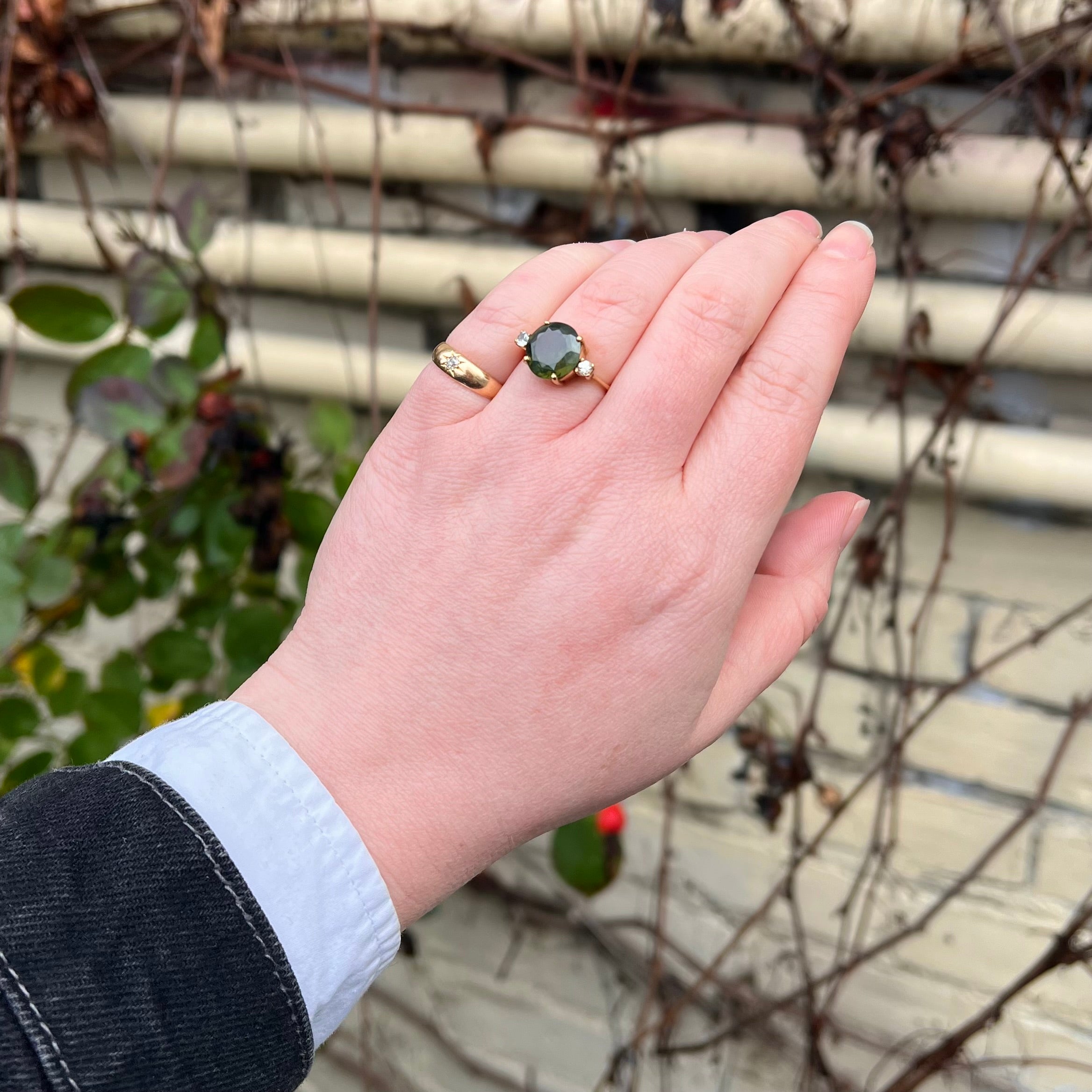 Vintage Chrysoberyl Diamond 18k Gold Ring