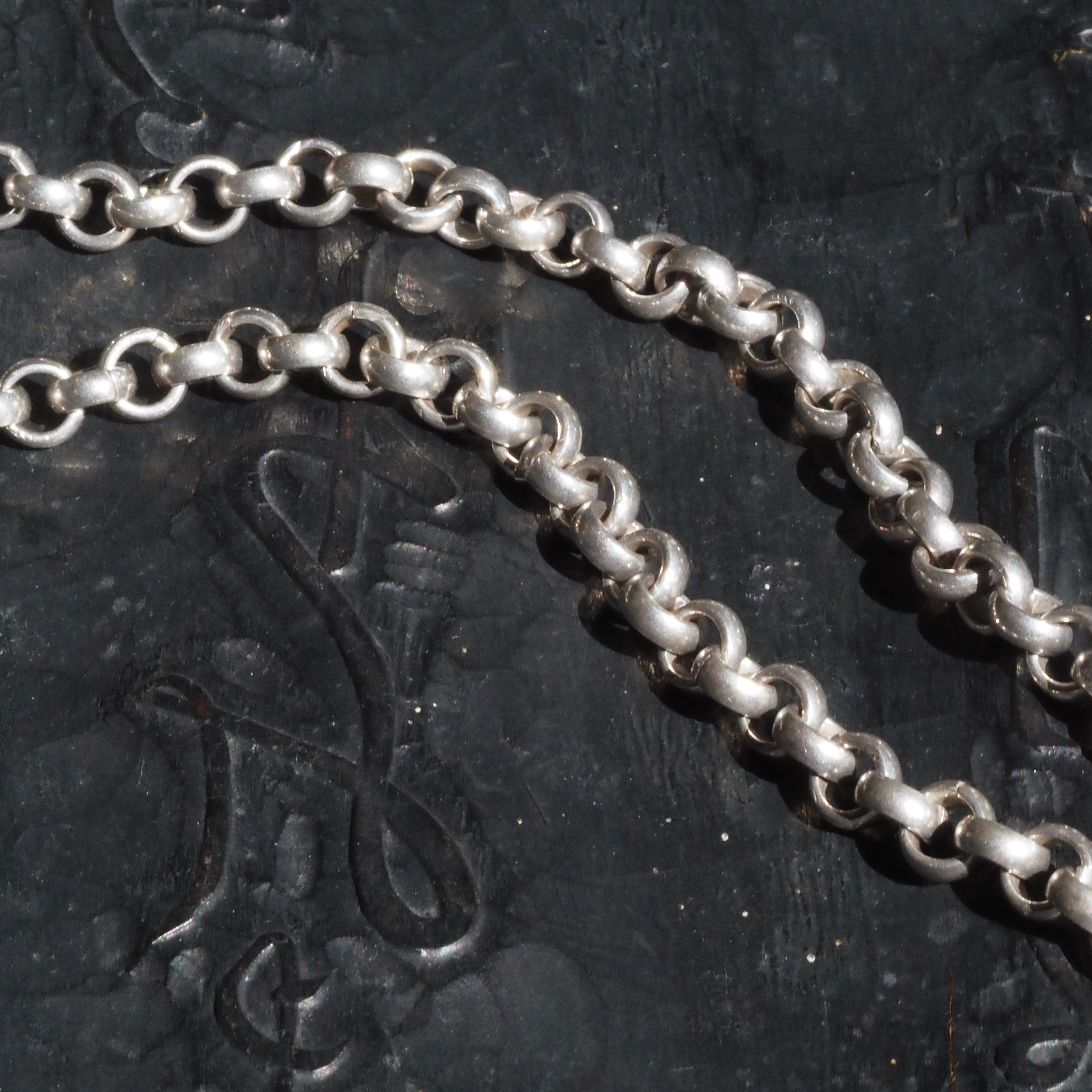 Vintage Sterling Silver Rolo Link Chain Toggle Necklace
