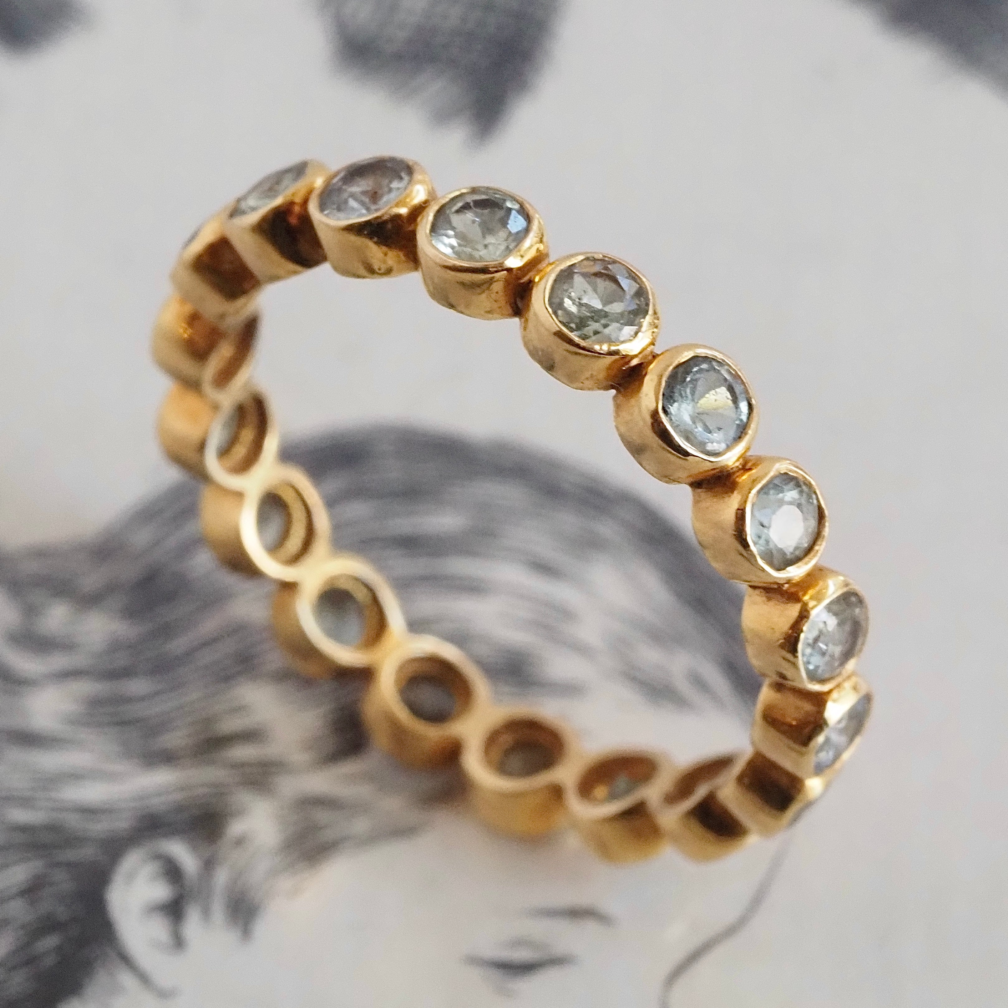 Green Sapphire 18k Gold Eternity Ring