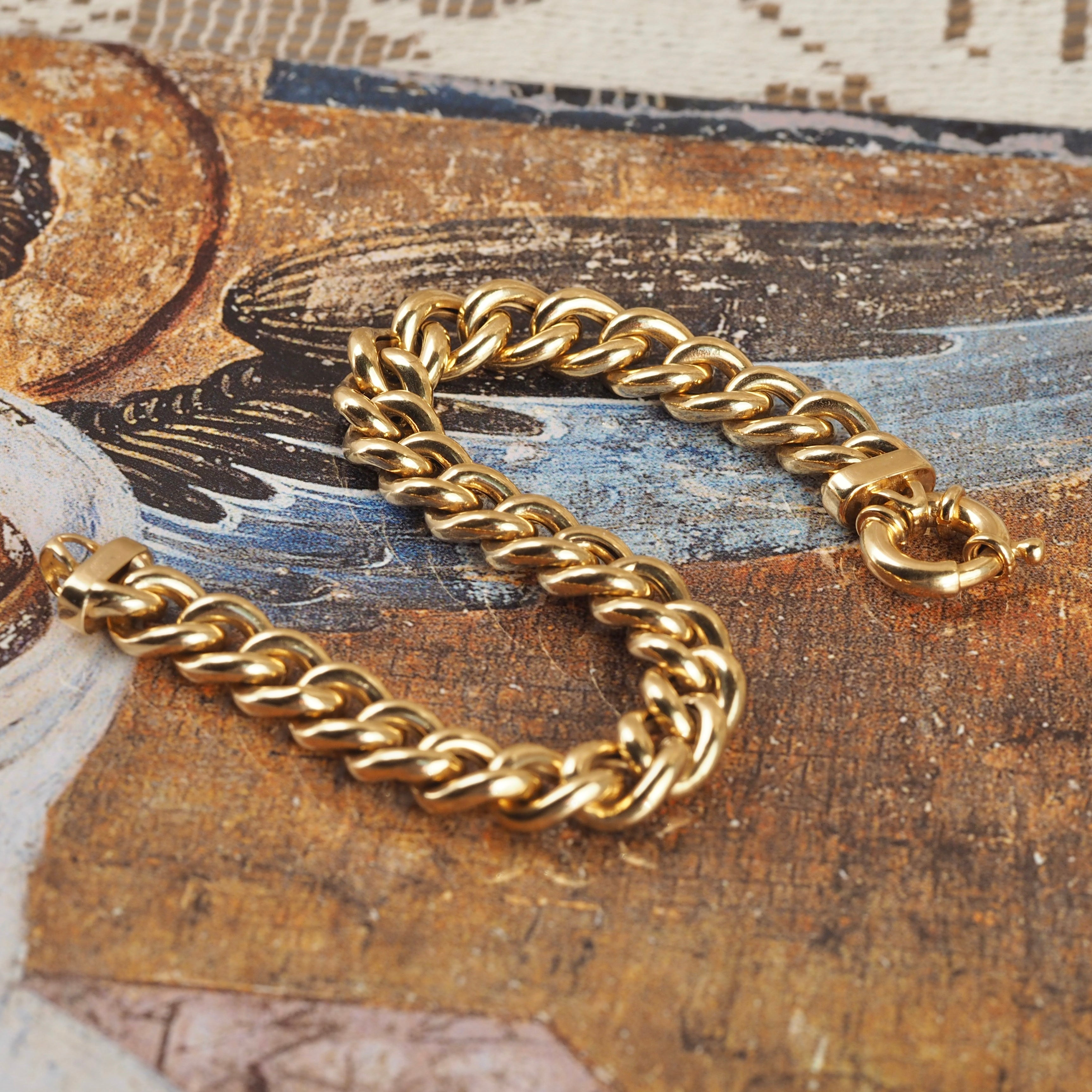 Vintage Italian Puffy 14k Curb Chain Bracelet
