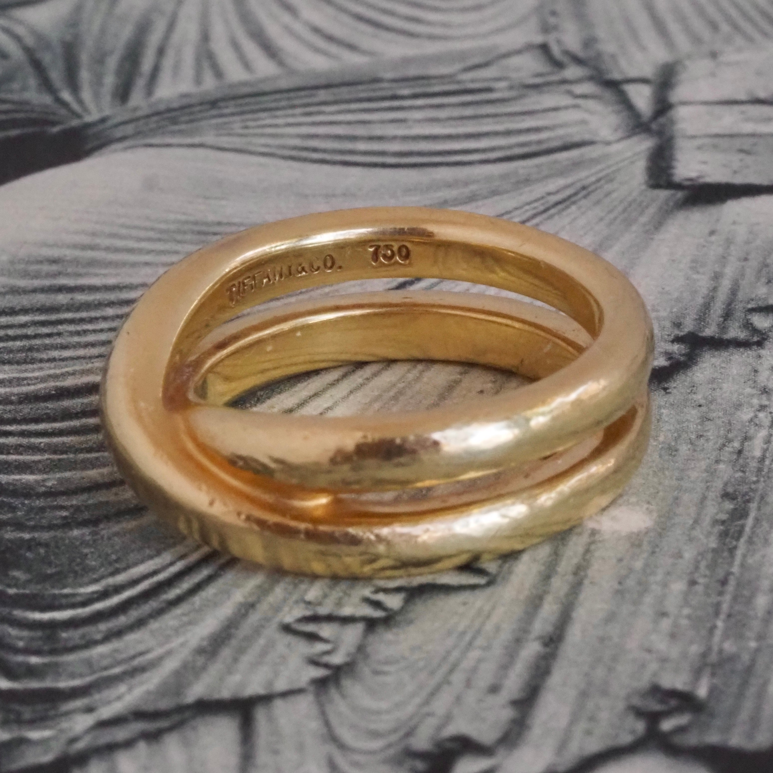 Vintage Tiffany by Paloma Picasso 18k Gold Crossover Double Band