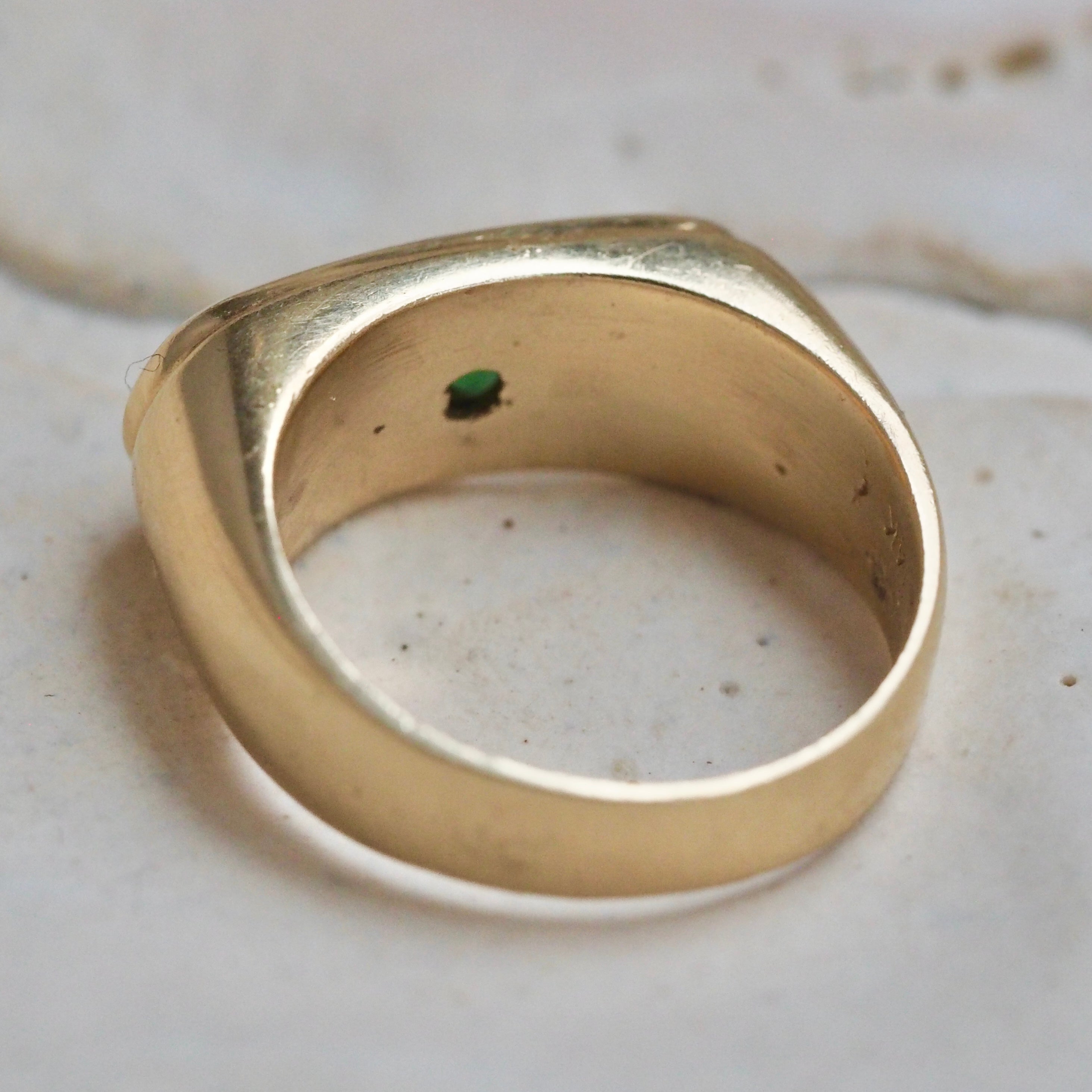 Vintage 14k Gold Jade Saddle Ring