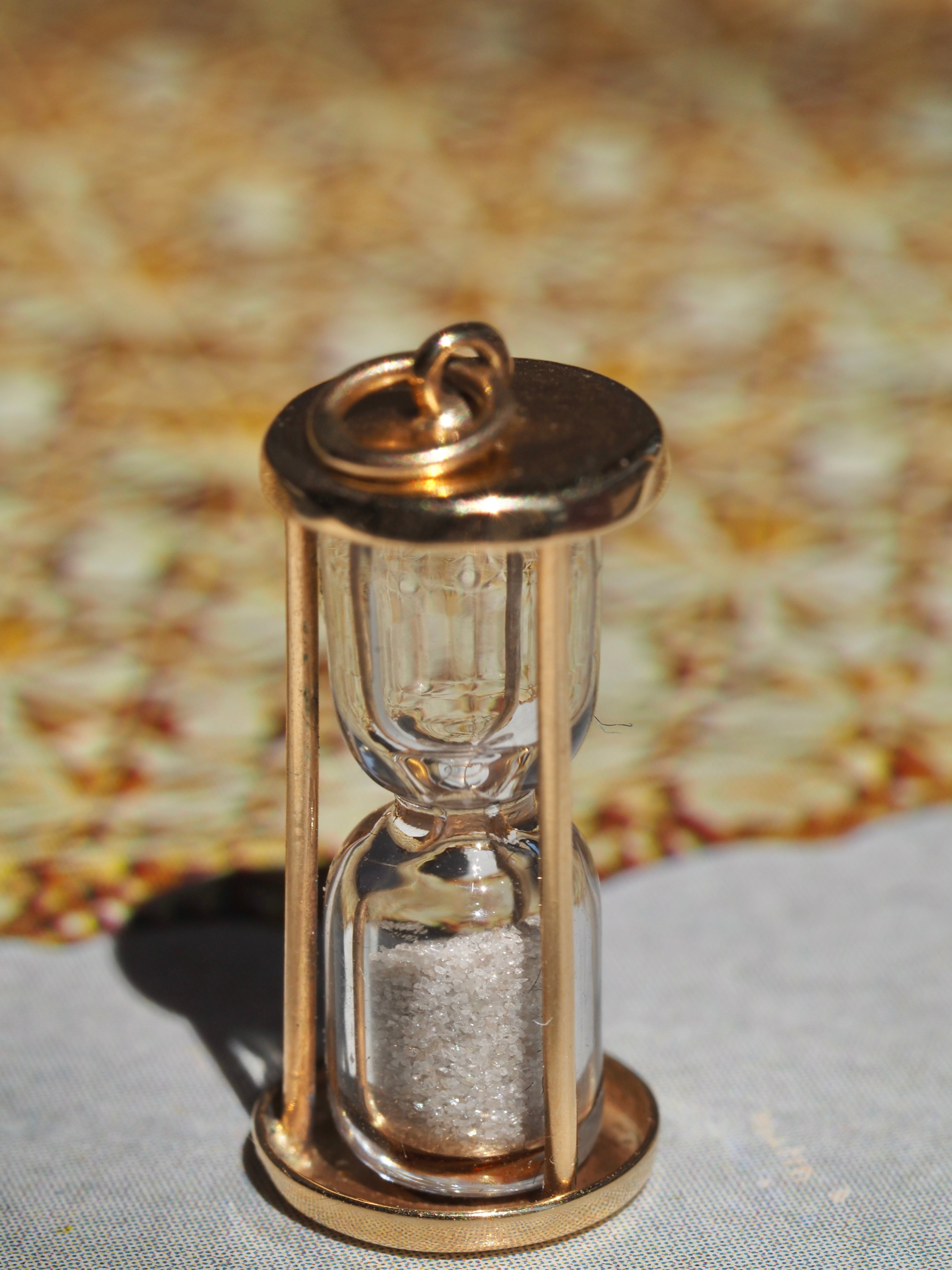 Vintage 14k Gold Diamond Dust Hourglass Charm