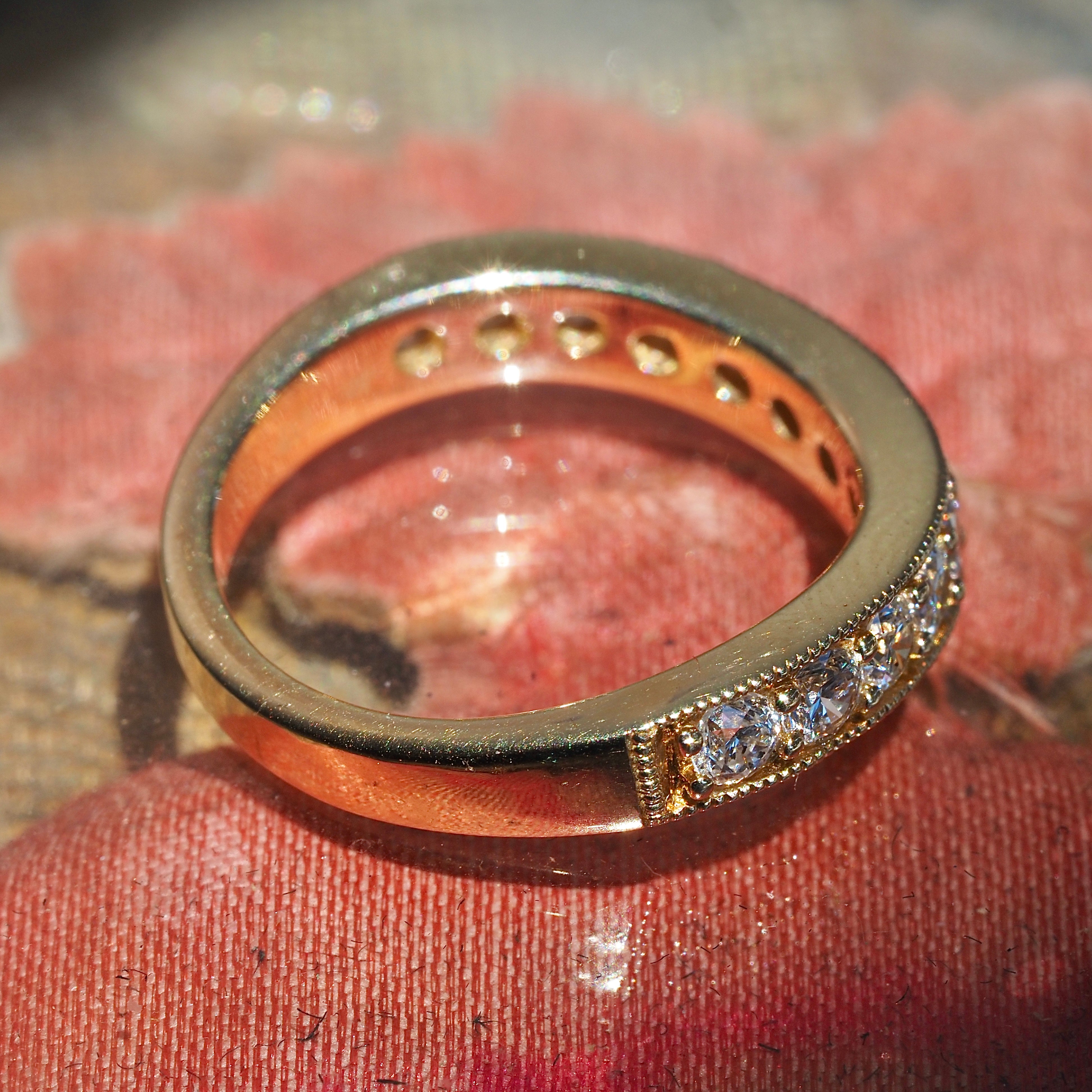 Wavy Diamond Half Eternity 14k Gold Band