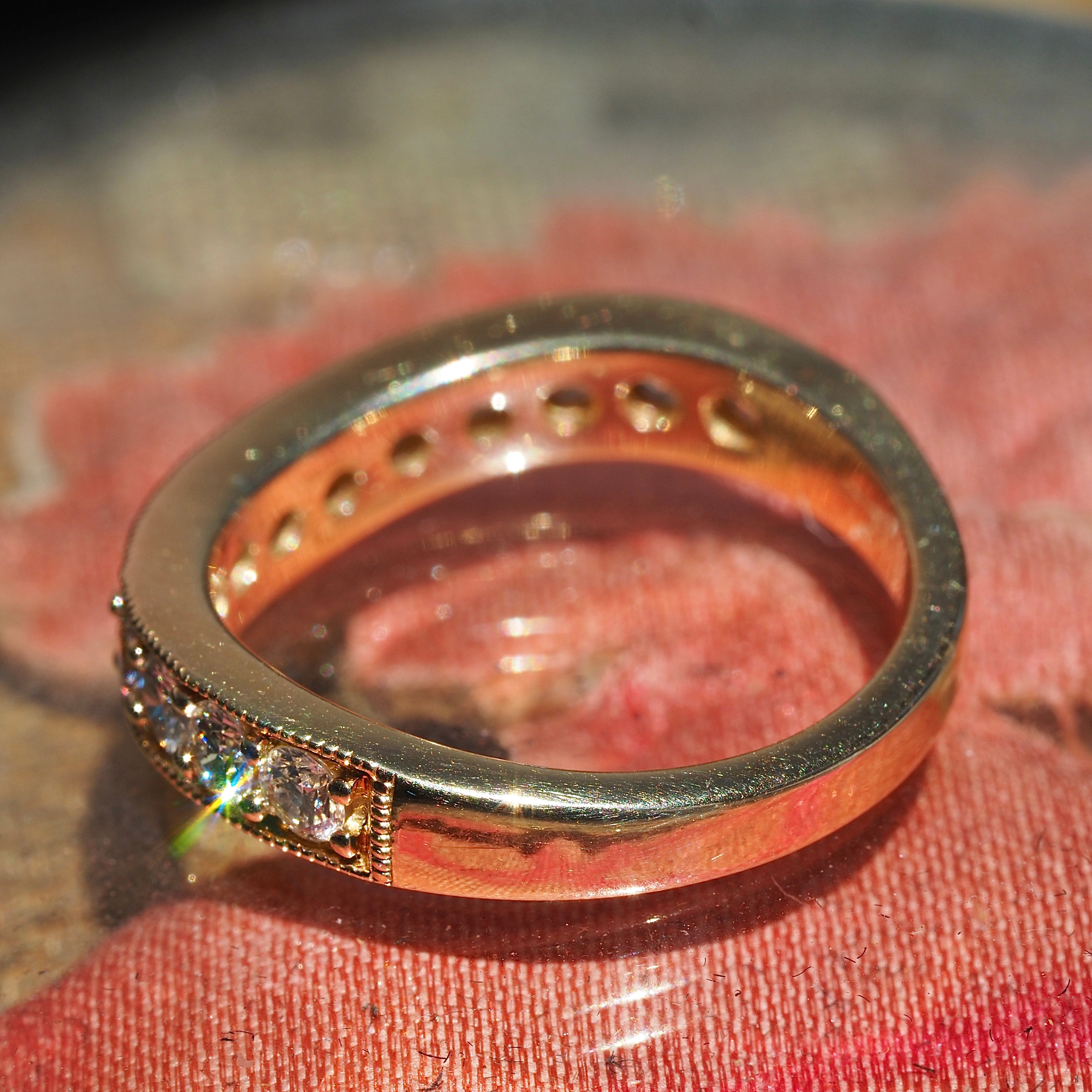 Wavy Diamond Half Eternity 14k Gold Band