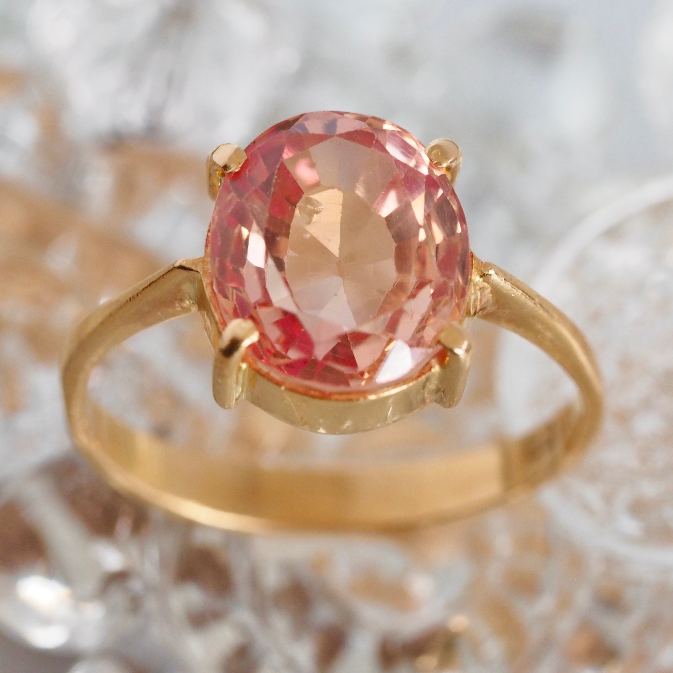 Vintage 22k Gold Padparadscha Sapphire Ring