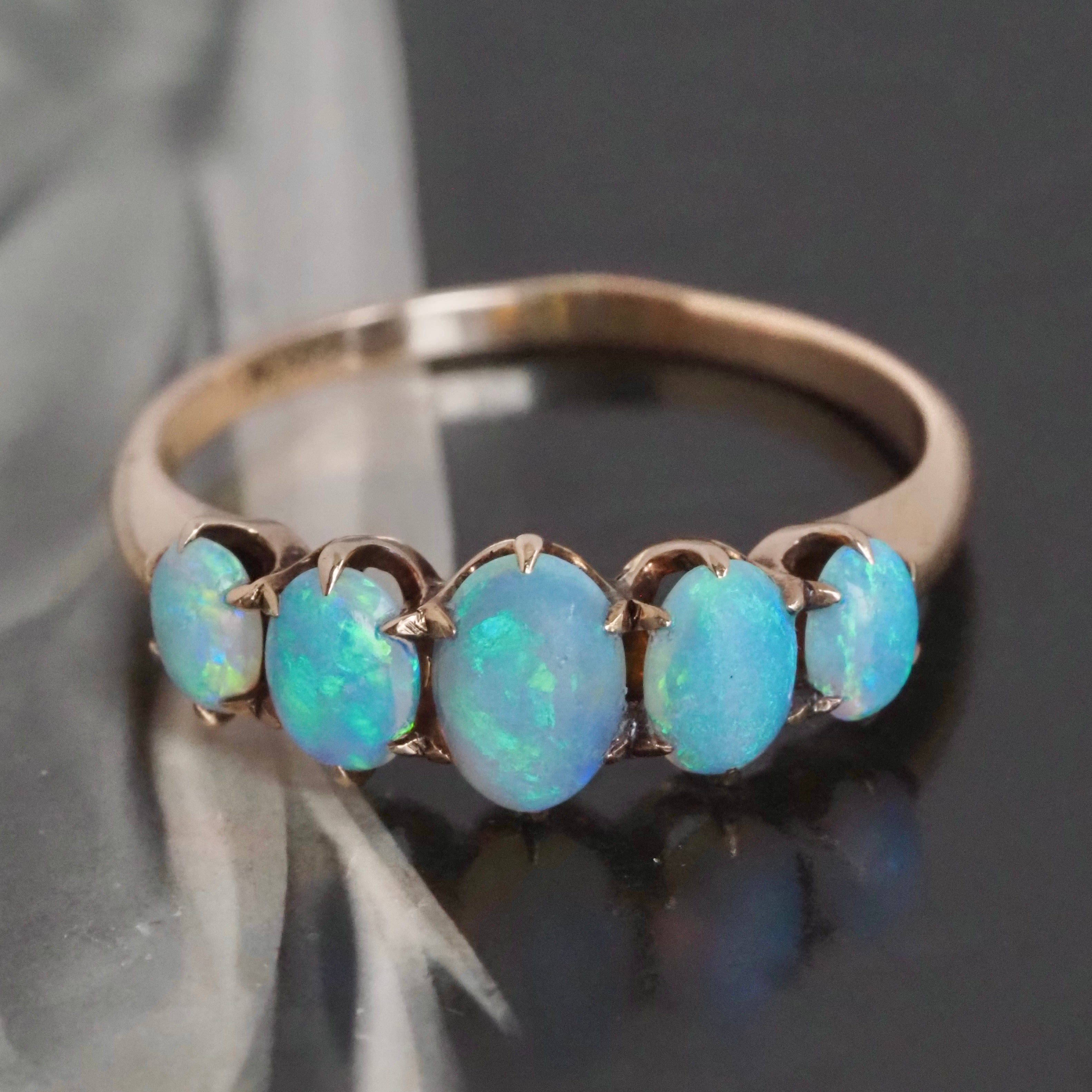 Antique Victorian Opal Five Stone 10k Gold Ring