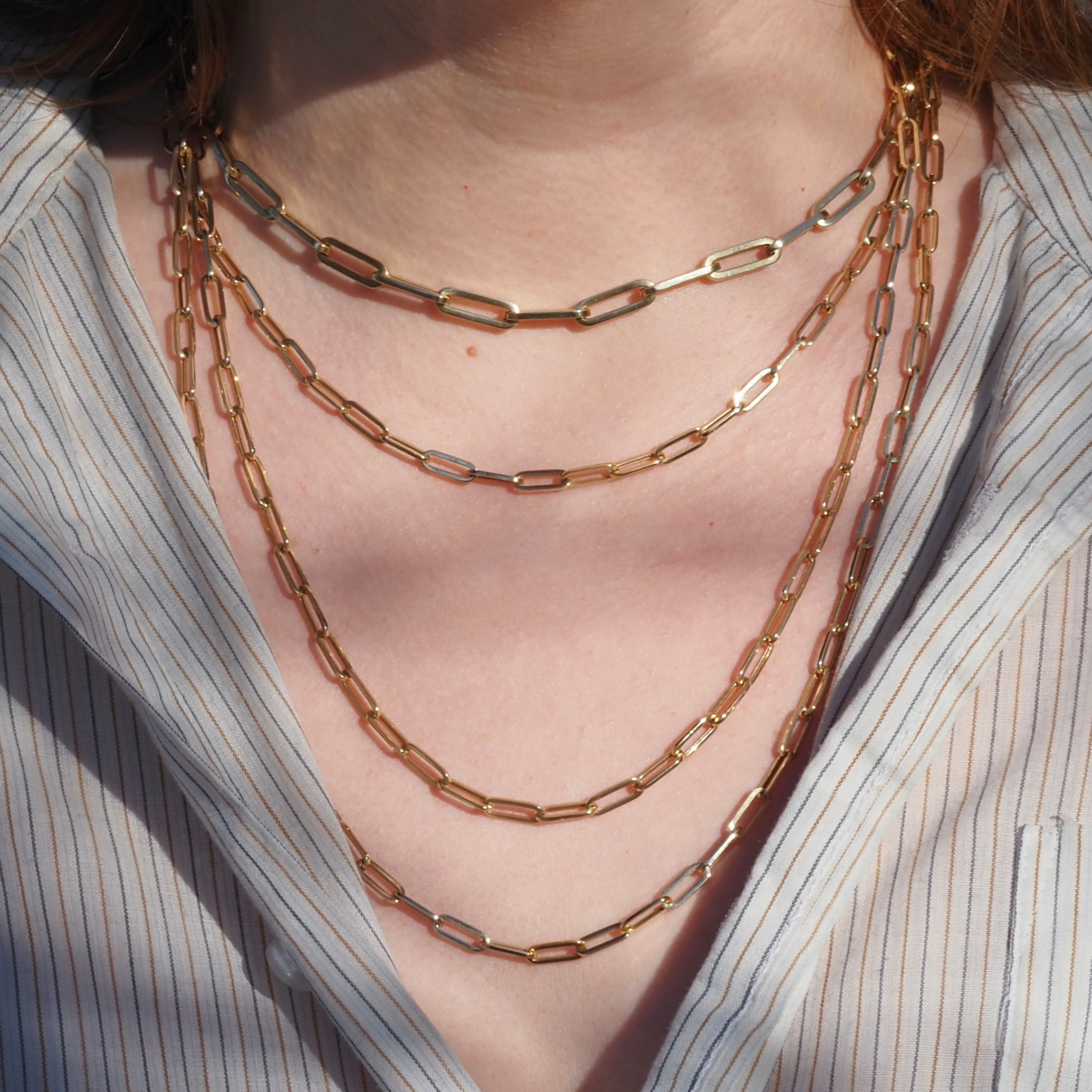 Italian 22" 14k Gold Paperclip Chain Necklace