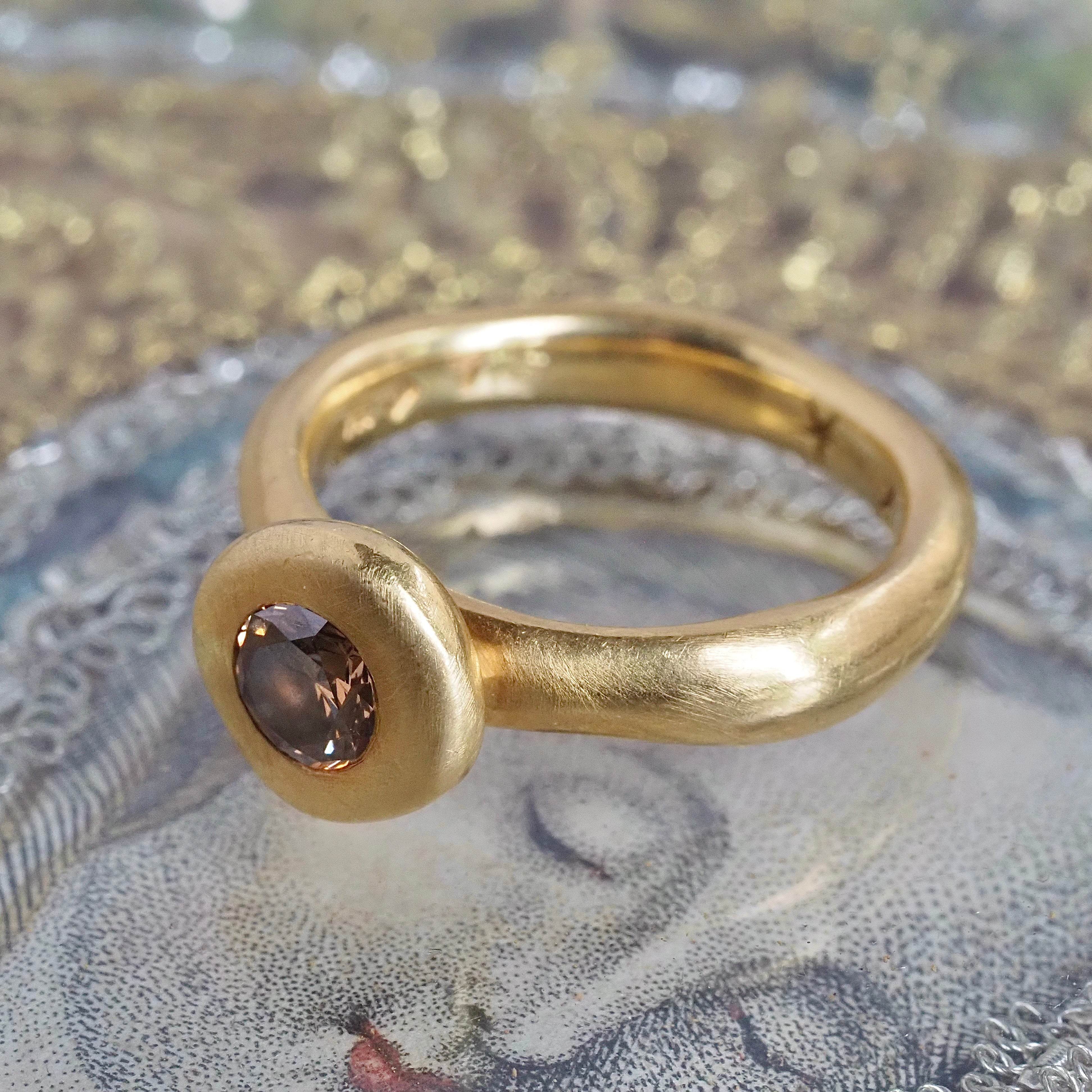 Brown Diamond Brushed 18k Gold Ring by H. Stern