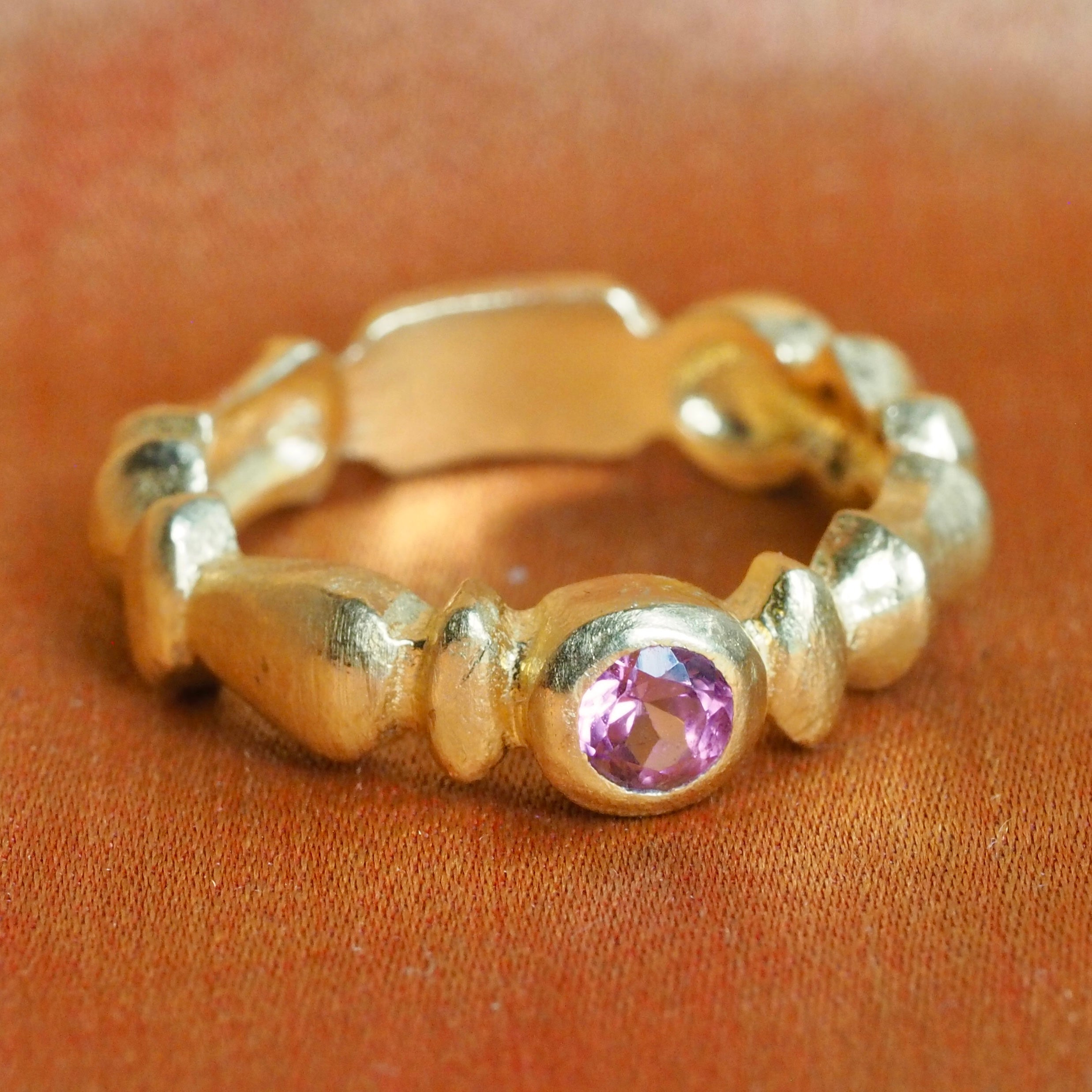 22k Gold Pink Tourmaline Ring