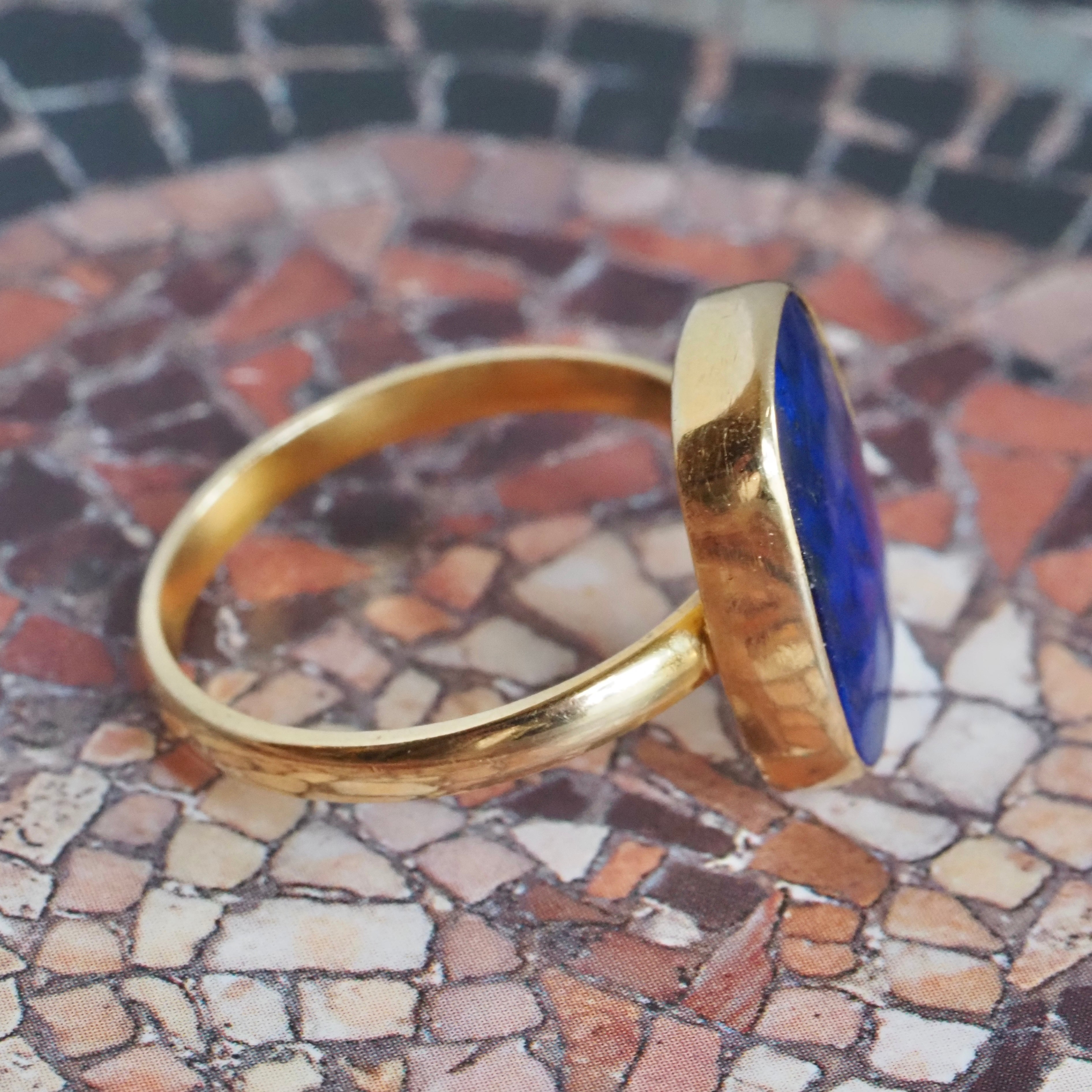 Greek Lapis 18k Gold Ring