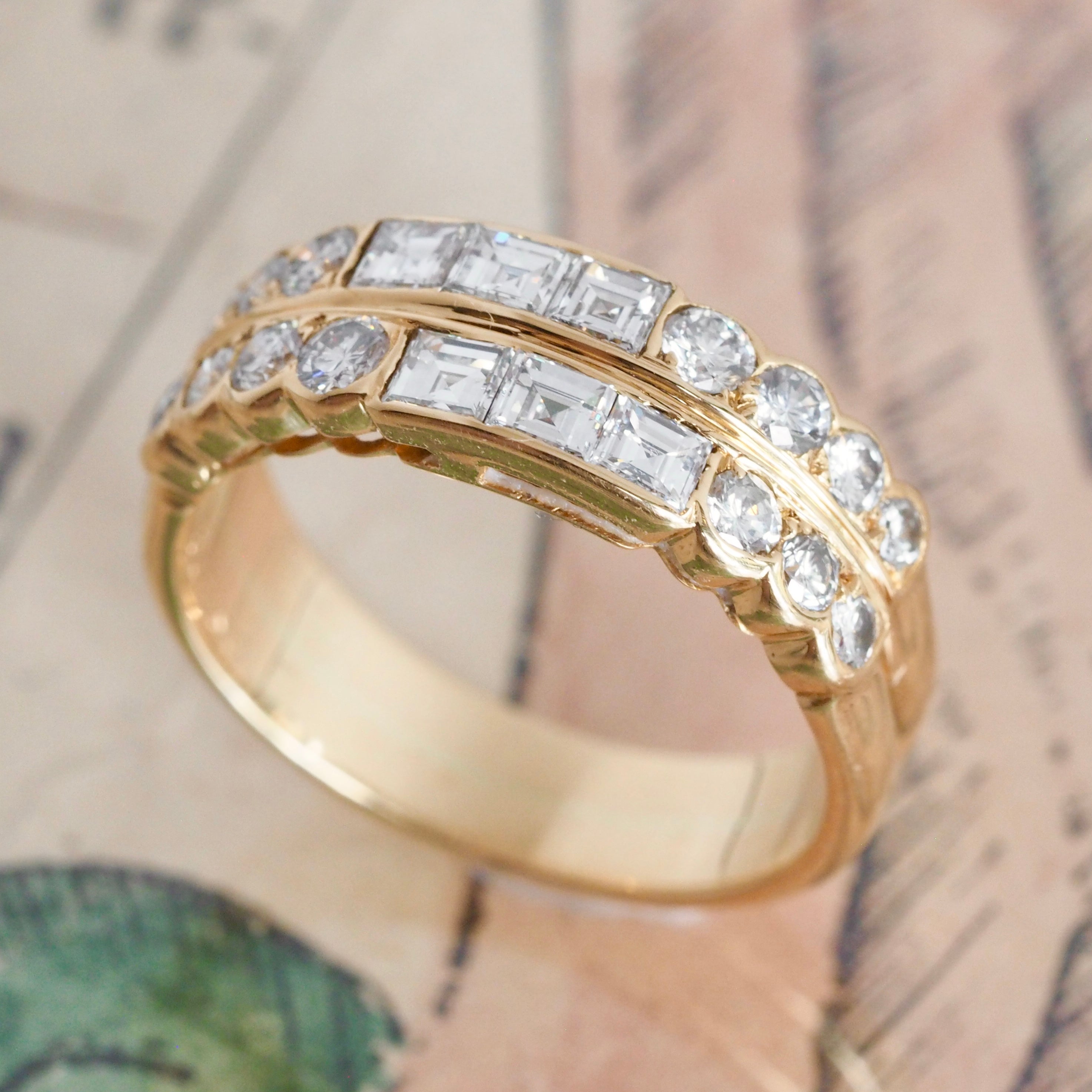 Vintage French 18k Gold Diamond Ring