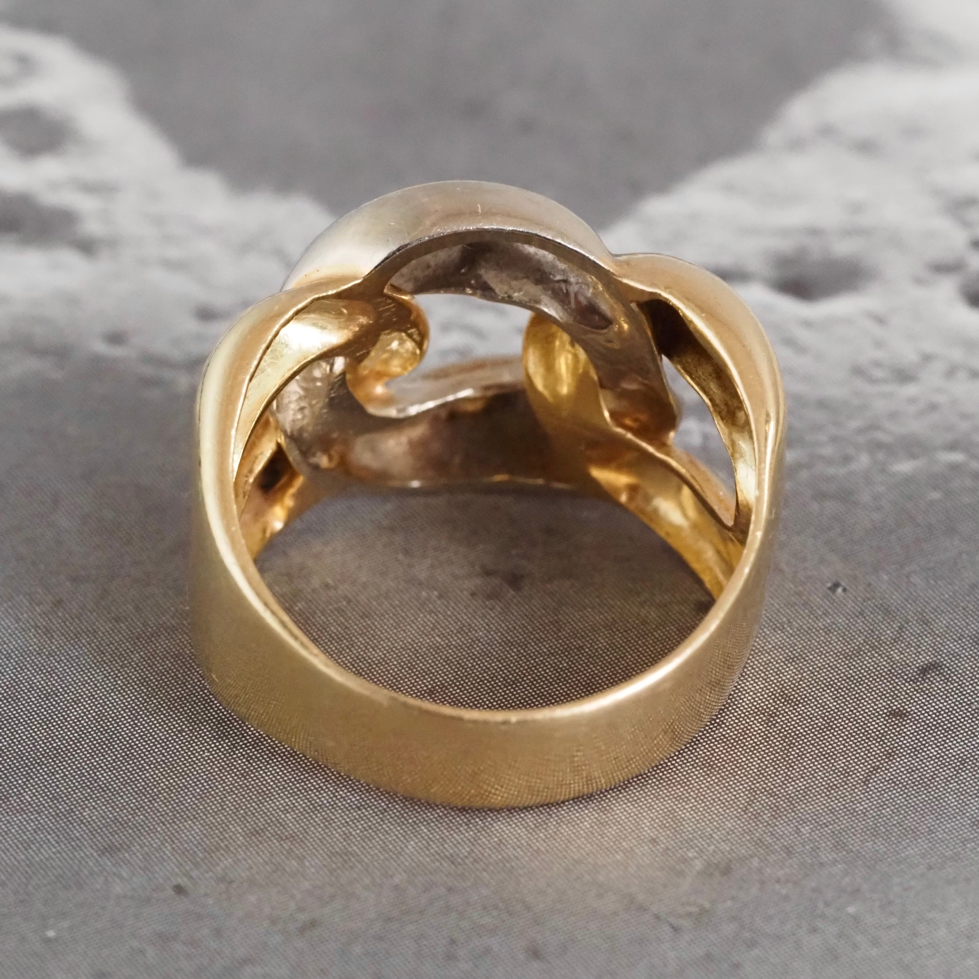 Vintage Curb Link Yellow & White 14k Gold Ring