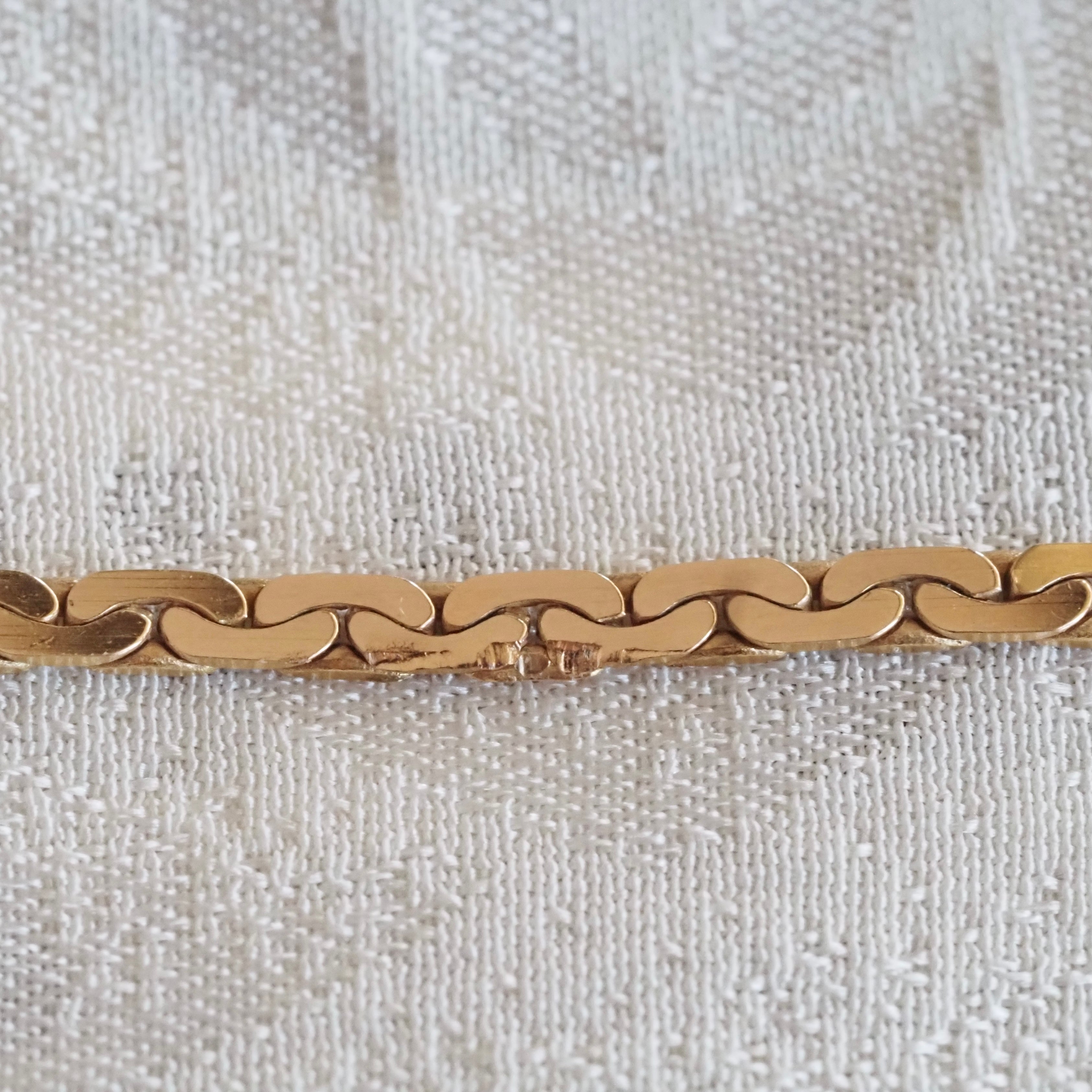 Vintage Italian Flat Link 14k Gold Necklace