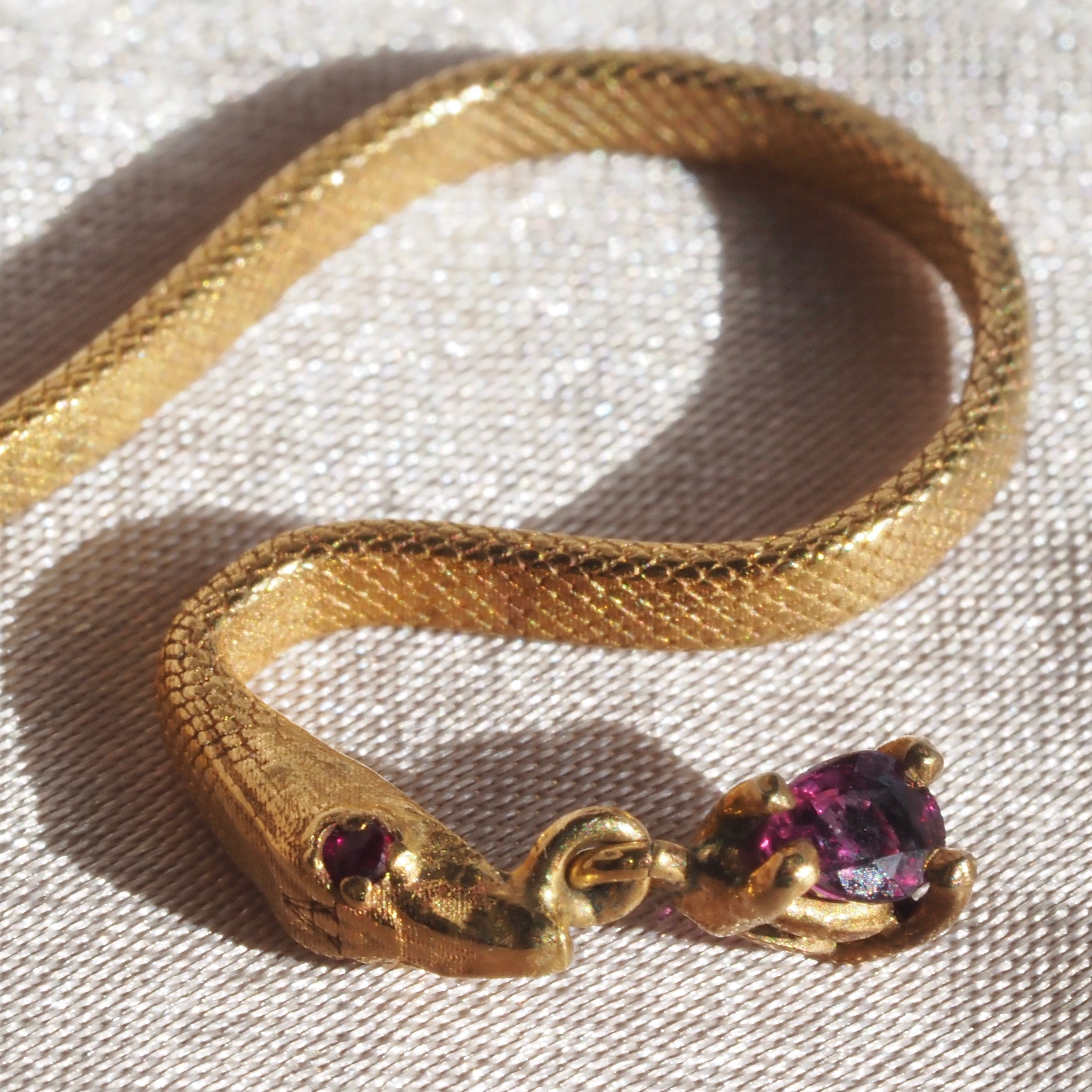 Ruby 14k Gold Snake Earrings
