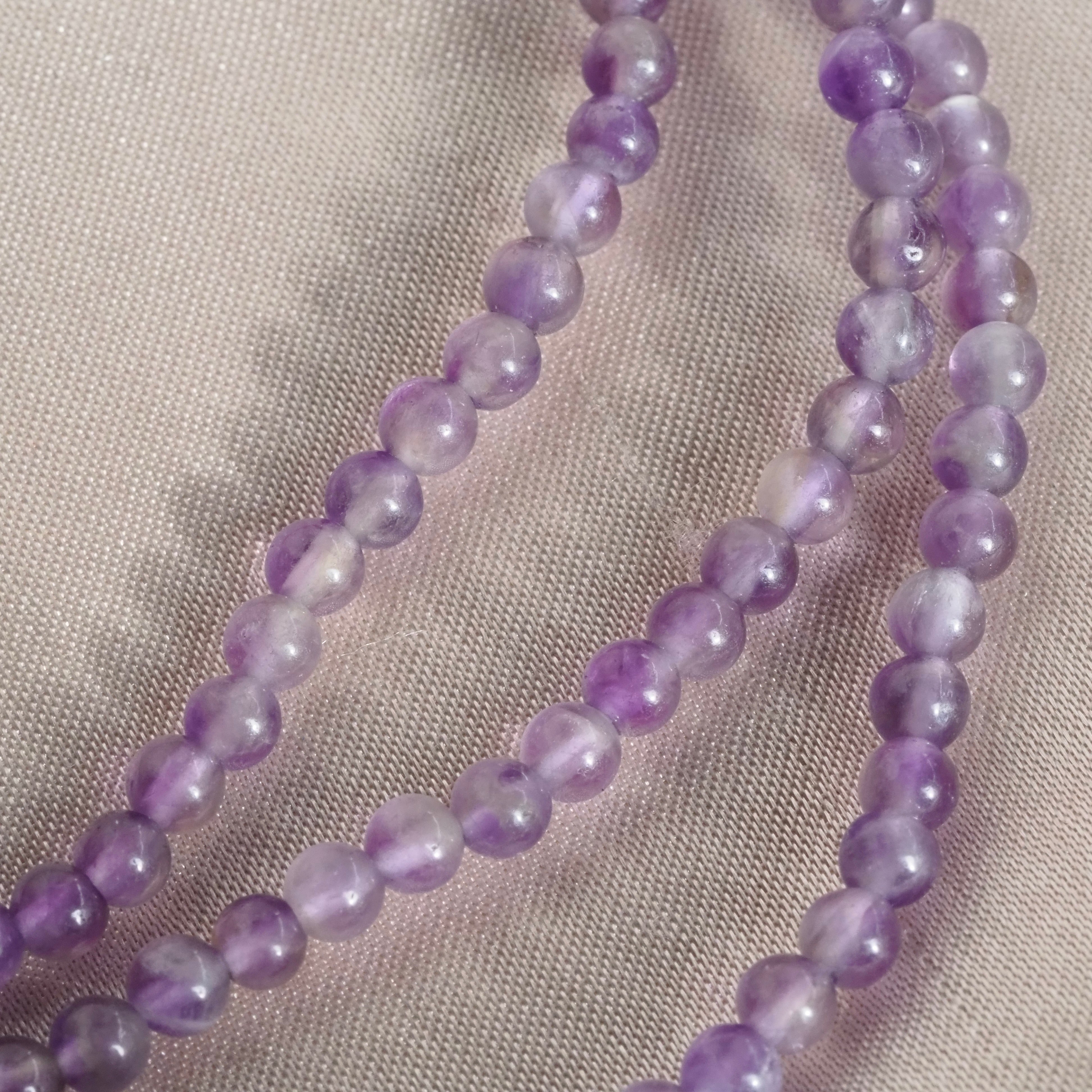 Vintage Chinese Amethyst Bead 24k Gold Lock Charm Necklace