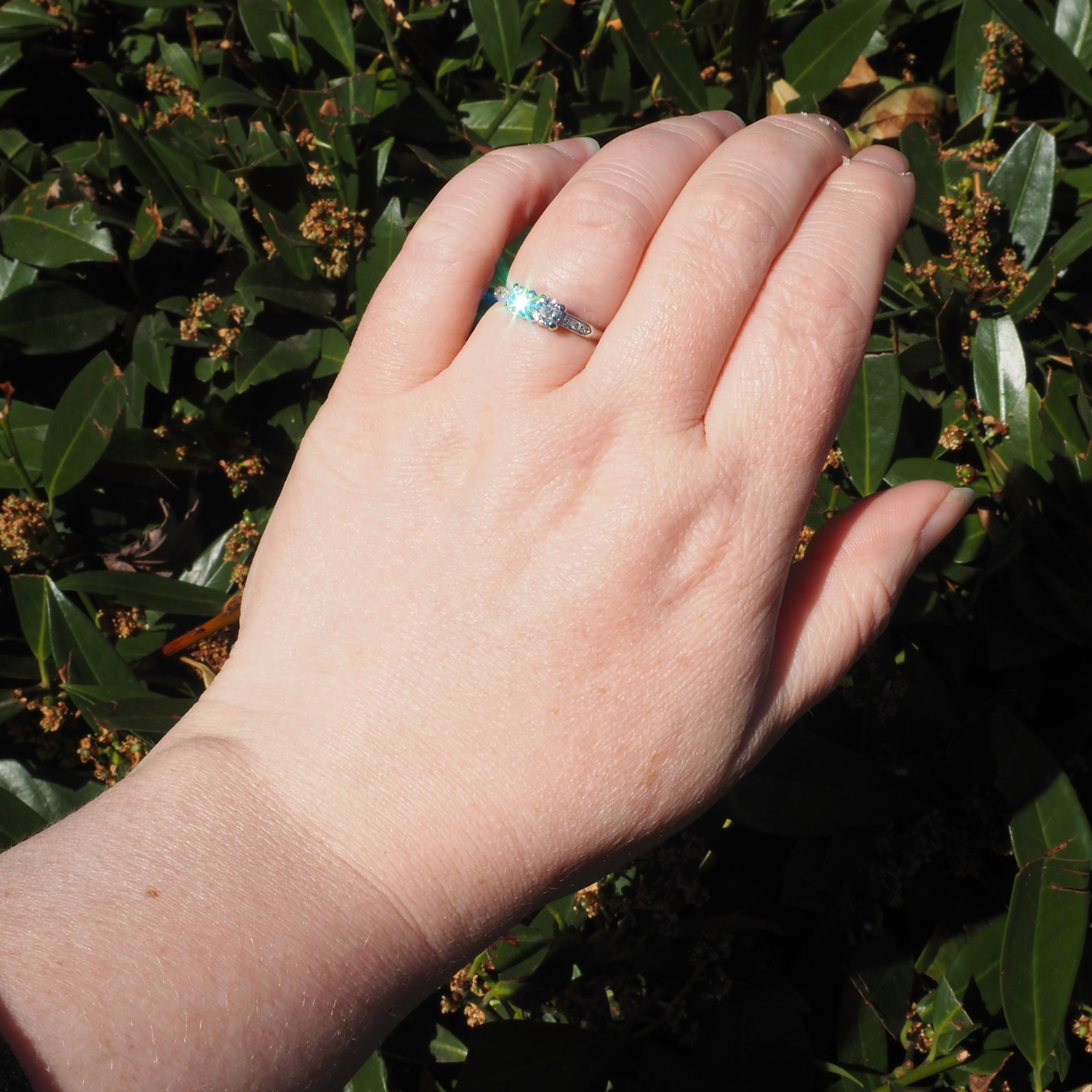 Mid-Century Moi et Toi Old European Cut Diamond Platinum Engagement Ring