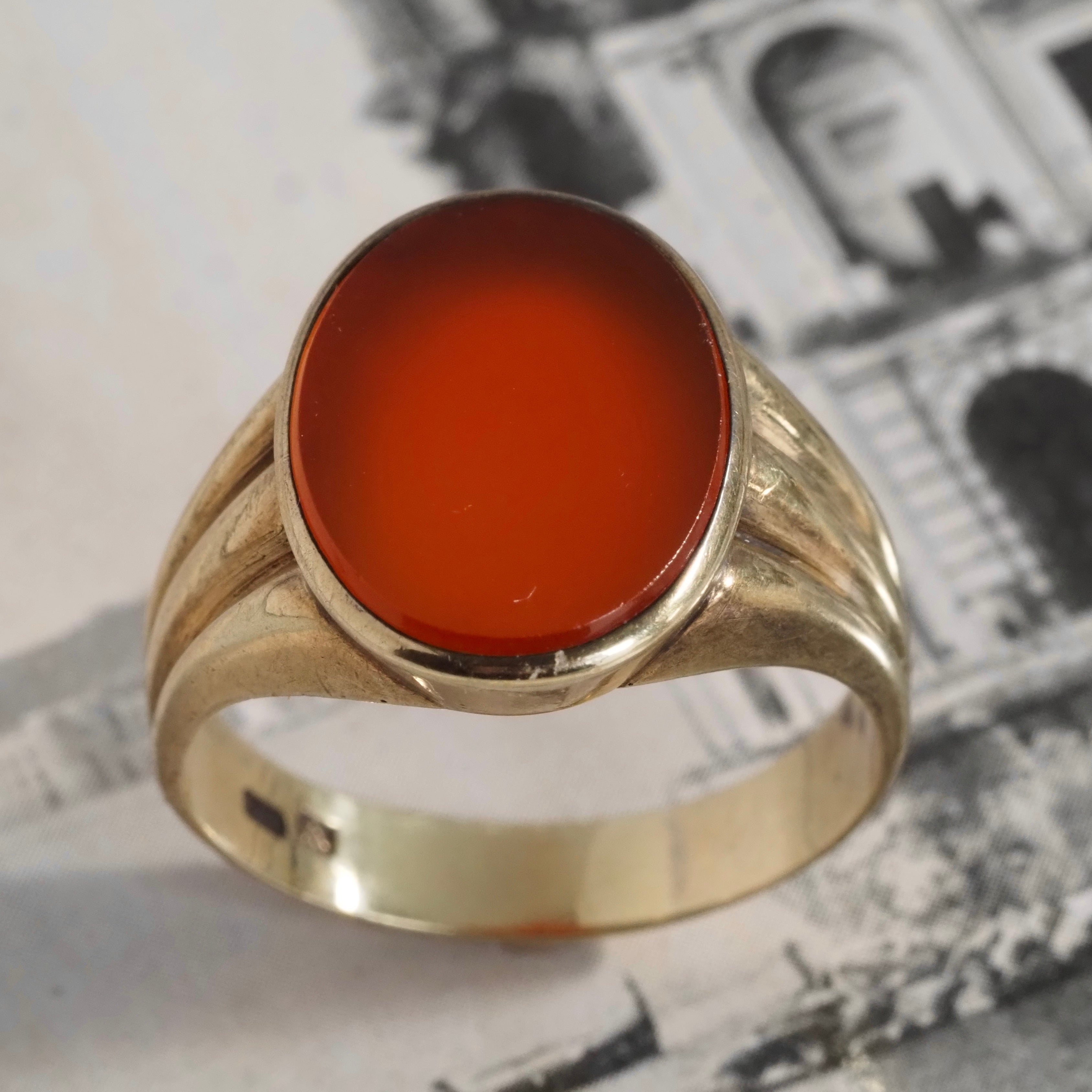Antique Edwardian Carnelian Signet 8k Gold Ring