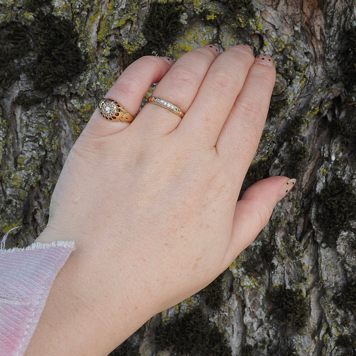 Antique Victorian 18k Gold Old Mine Cut Diamond Cluster Ring