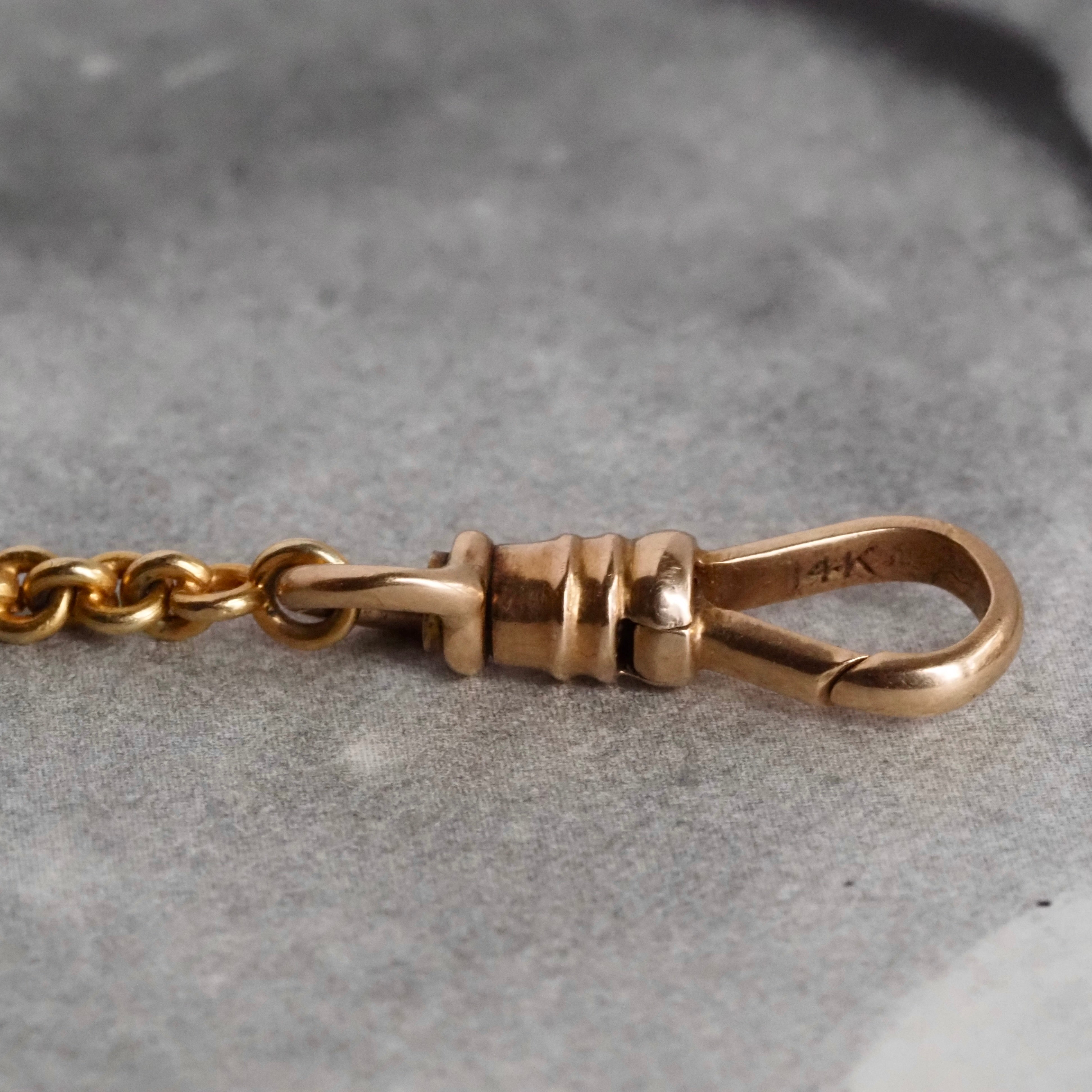 Vintage 18k Gold Cable Chain Necklace with 14k Gold Dog Clip