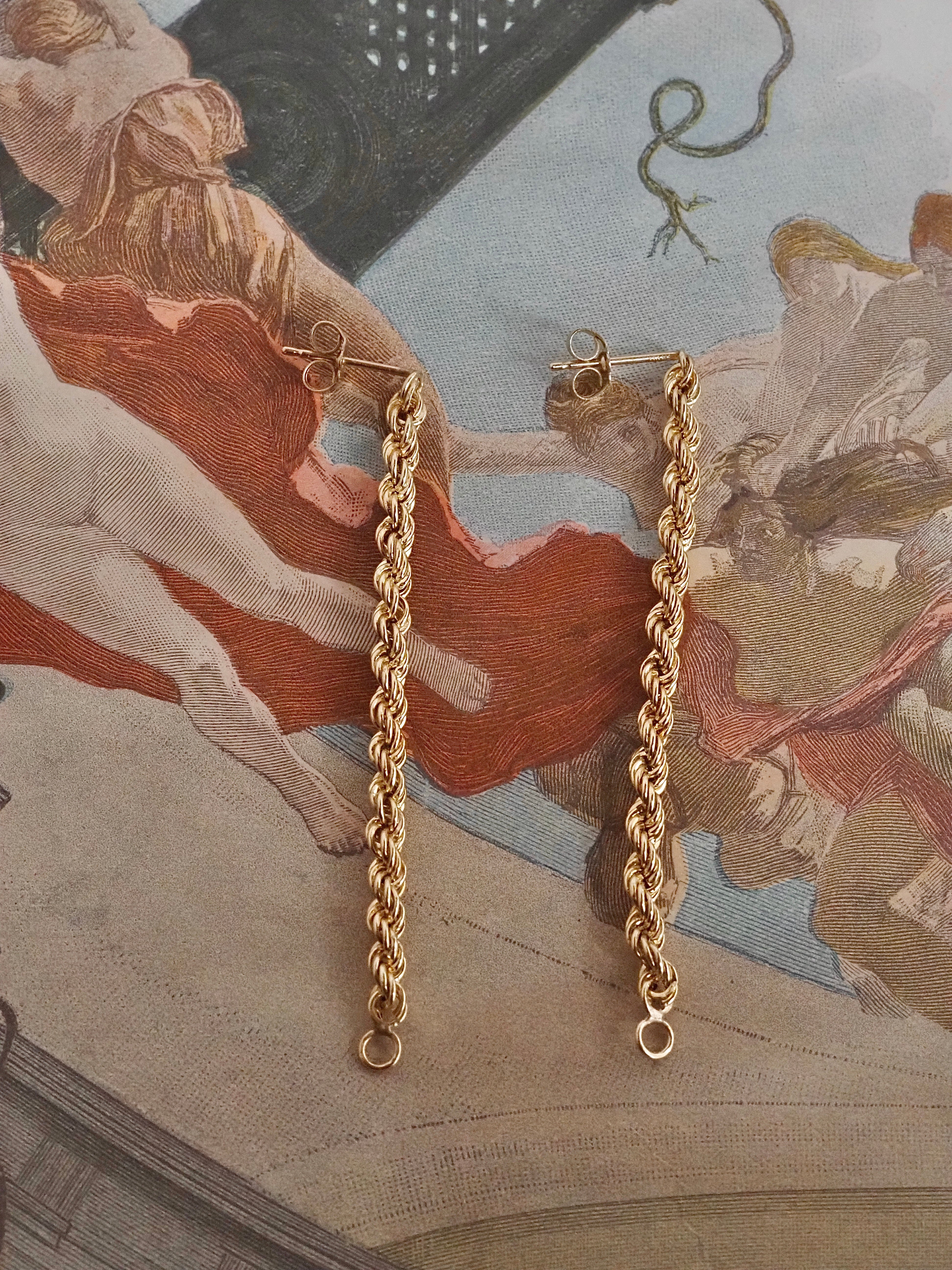 Vintage Rope Chain 14k Gold Hoops