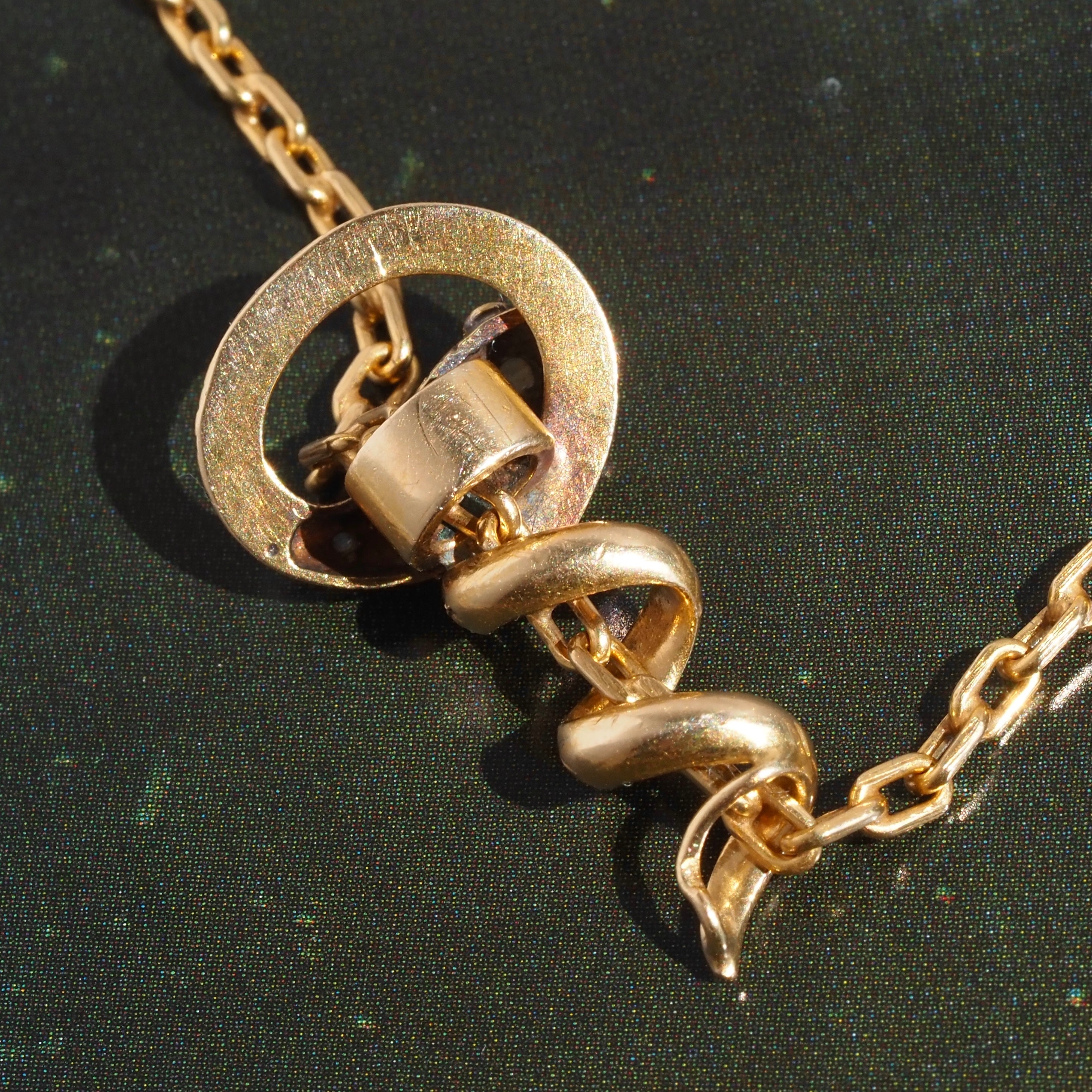 Antique Victorian Snake Natural Ruby Diamond 18k Gold Necklace