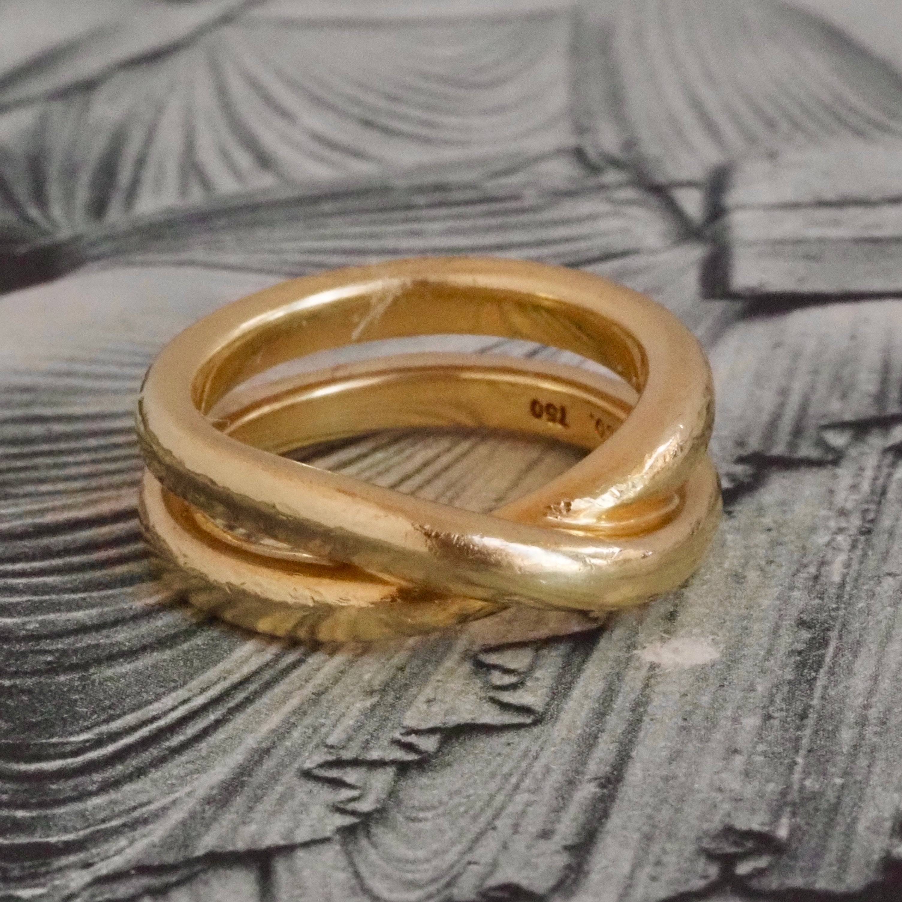 Vintage Tiffany by Paloma Picasso 18k Gold Crossover Double Band