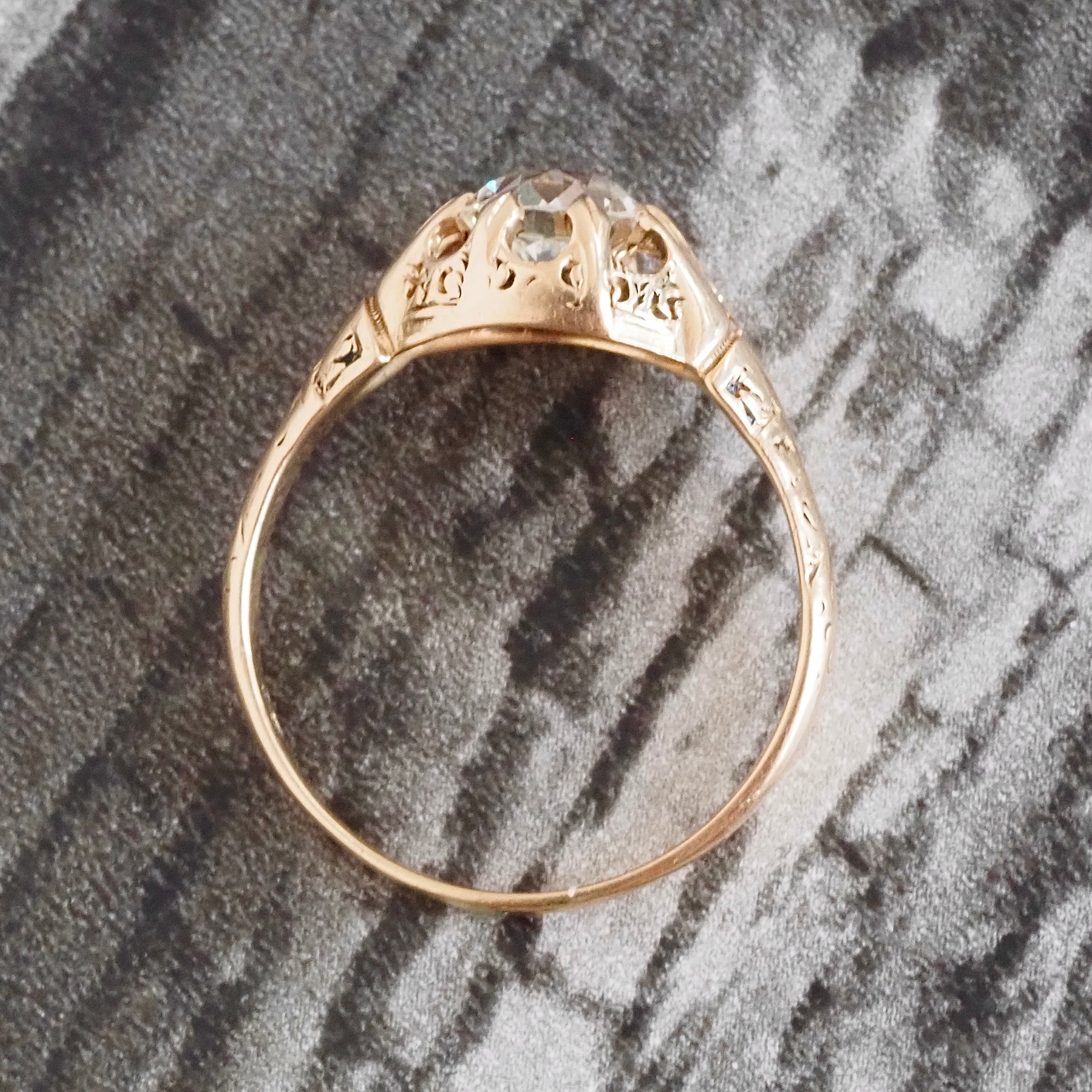 Antique Victorian Old European Cut Diamond Belcher 18k Gold Engagement Ring