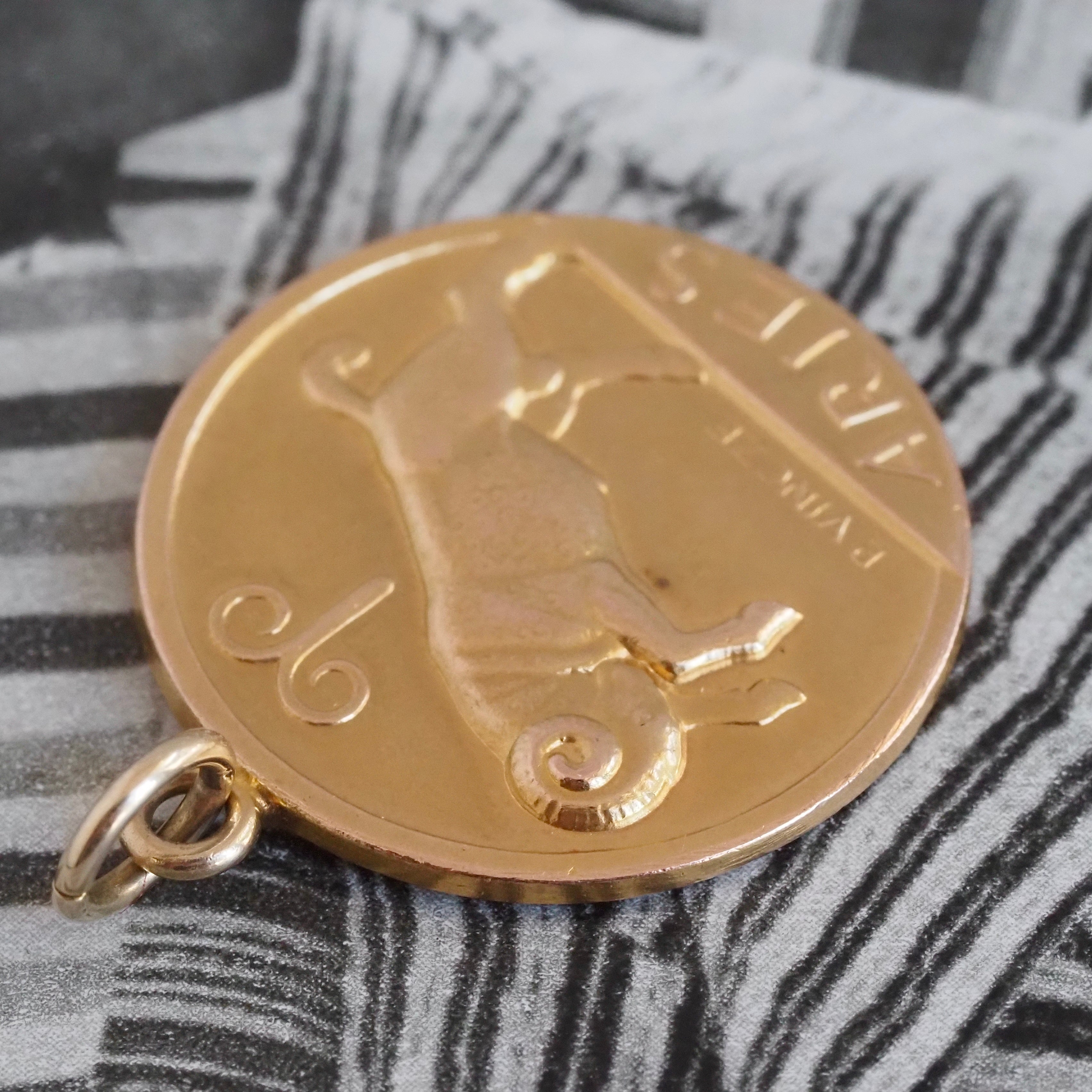 Rare Vintage Paul Vincze English Aries Ram 9k Gold Zodiac Pendant