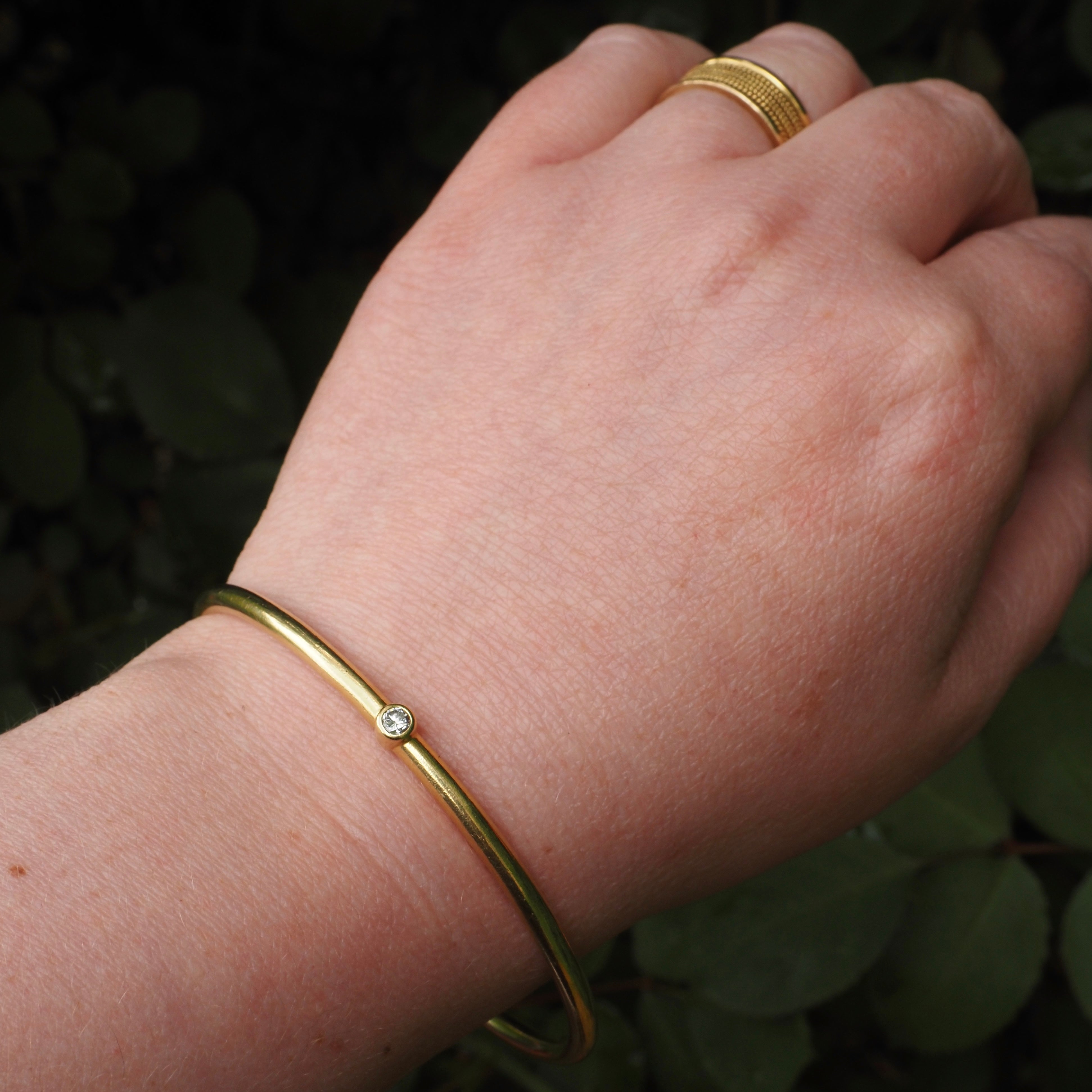 Solid 18k Gold Diamond Bangle Bracelet